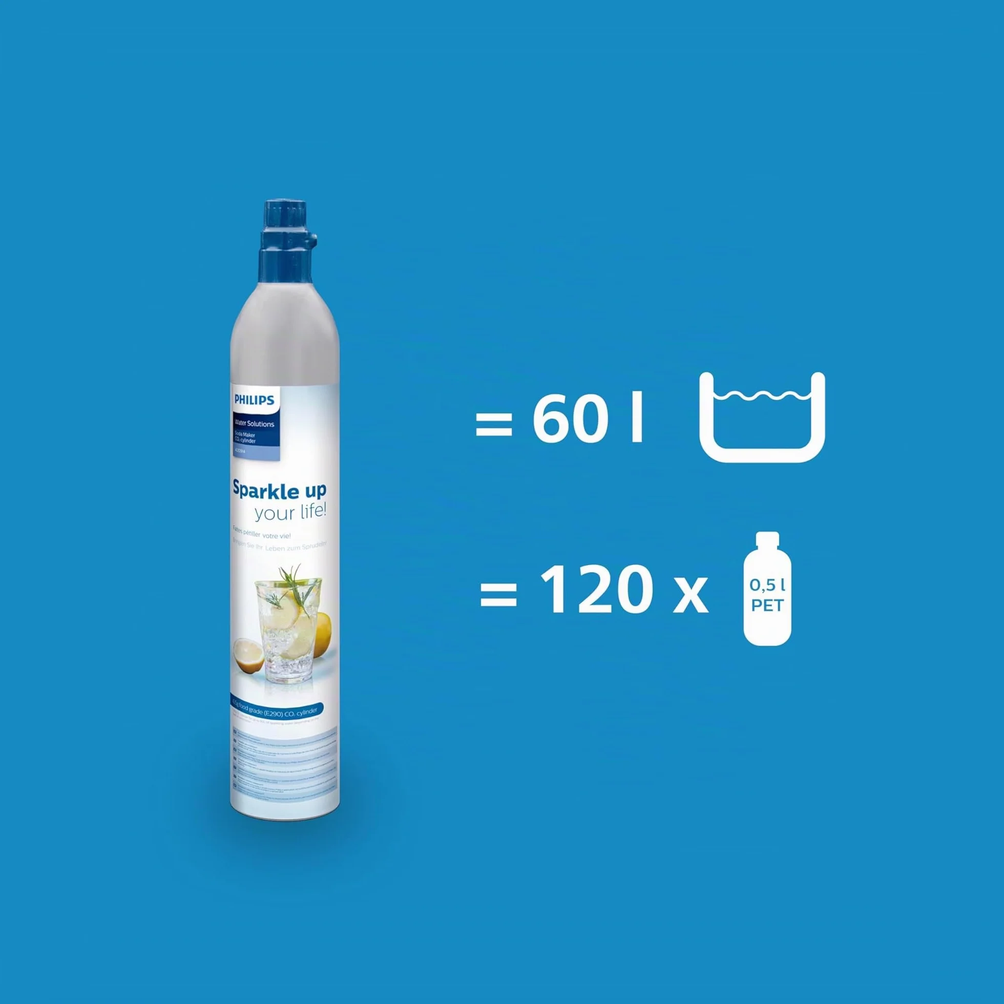 Philips Water Add4902WH/10 Gozero, Produttore di Acqua Frizzante, Plastica, Bianco, 1 l