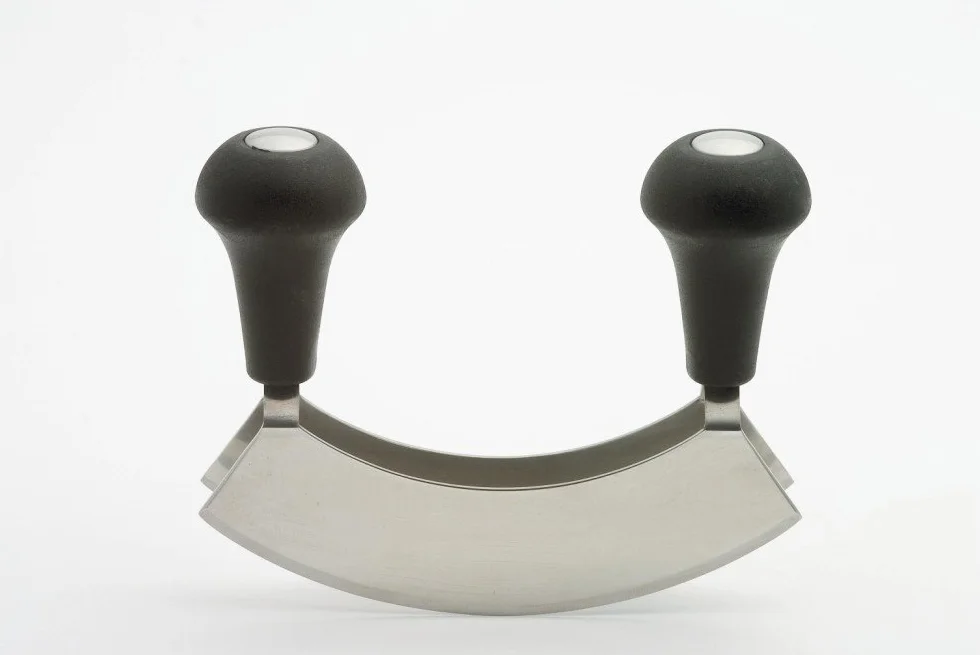 Weis Doppia Mezzaluna, 14 cm, Acciaio Inox, Argento/Nero, 14 x 3 x 11 cm