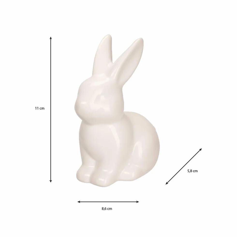 Ideen mit Herz Figura decorativa coniglietto pasquale bianco lucido dolomite 2 pezzi