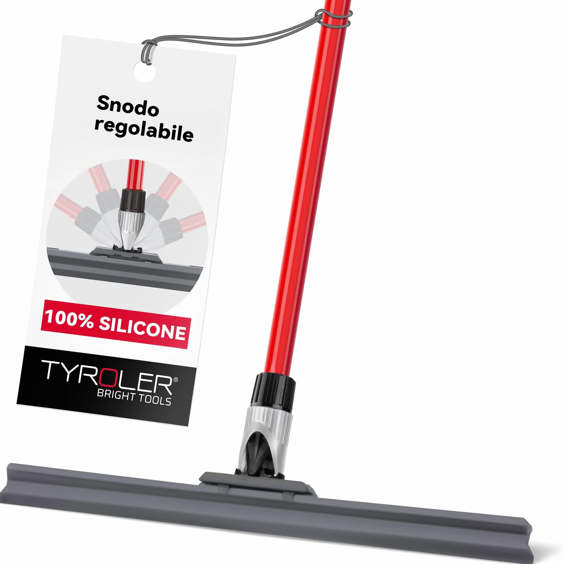 Tyroler Tira Acqua Pavimenti esterno da 45 cm | Testa in Silicone 100% | Manico Antiruggine da 140 cm tergipavimento spingiacqua | tiraacqua pavimenti esterni | tiracqua per pavimento