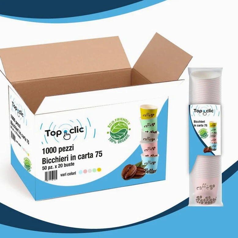 Bicchierini da Caffè Monouso in Carta - 1000 Pezzi Bicchieri di Carta Colorati, Compostabili, Ideali per Caffè, Espresso, Festa, Ufficio e Uso Domestico