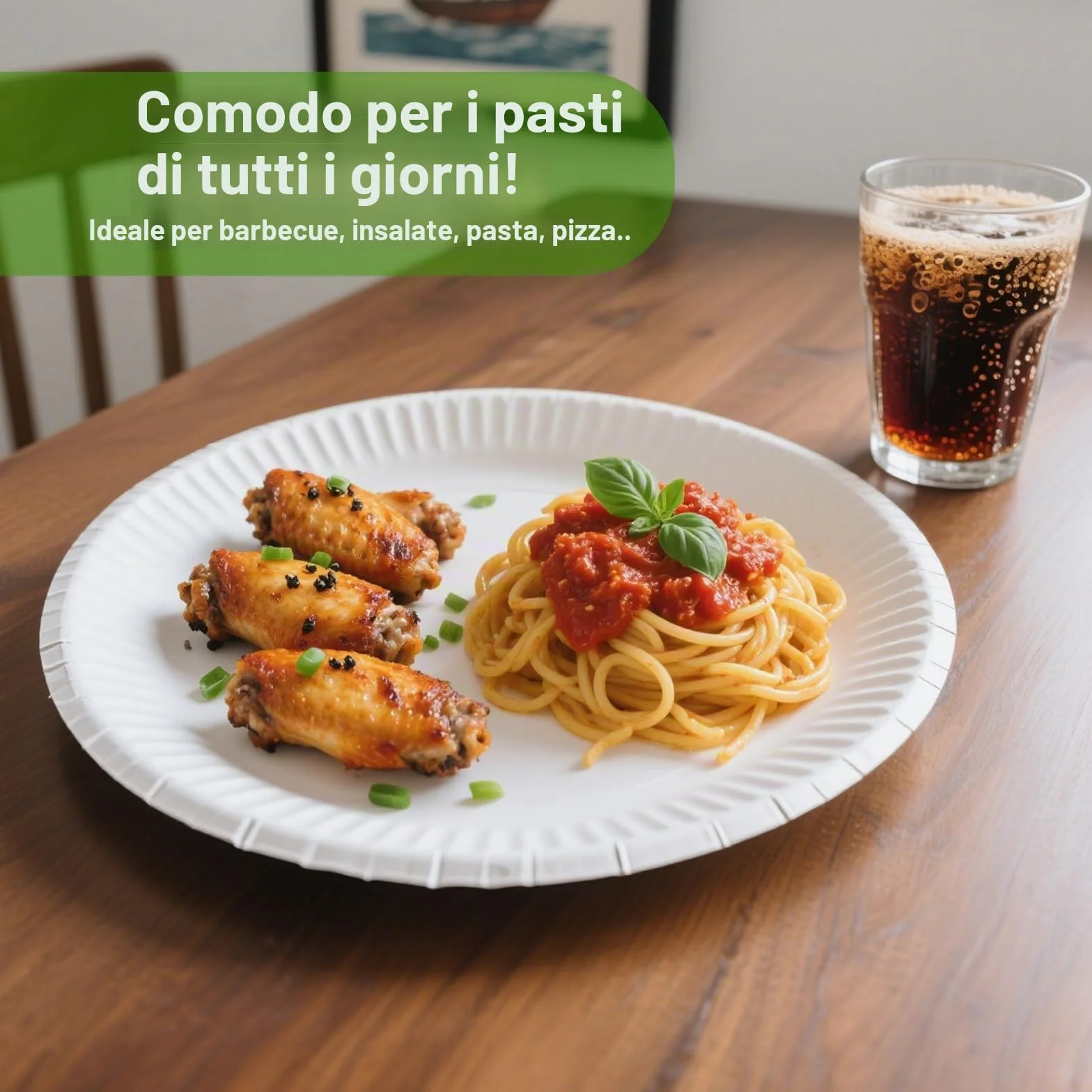 Piatti Carta Bianchi 23 cm – Piatti Piani per Compleanno, Feste, Grigliate – Resistenti ed Eleganti