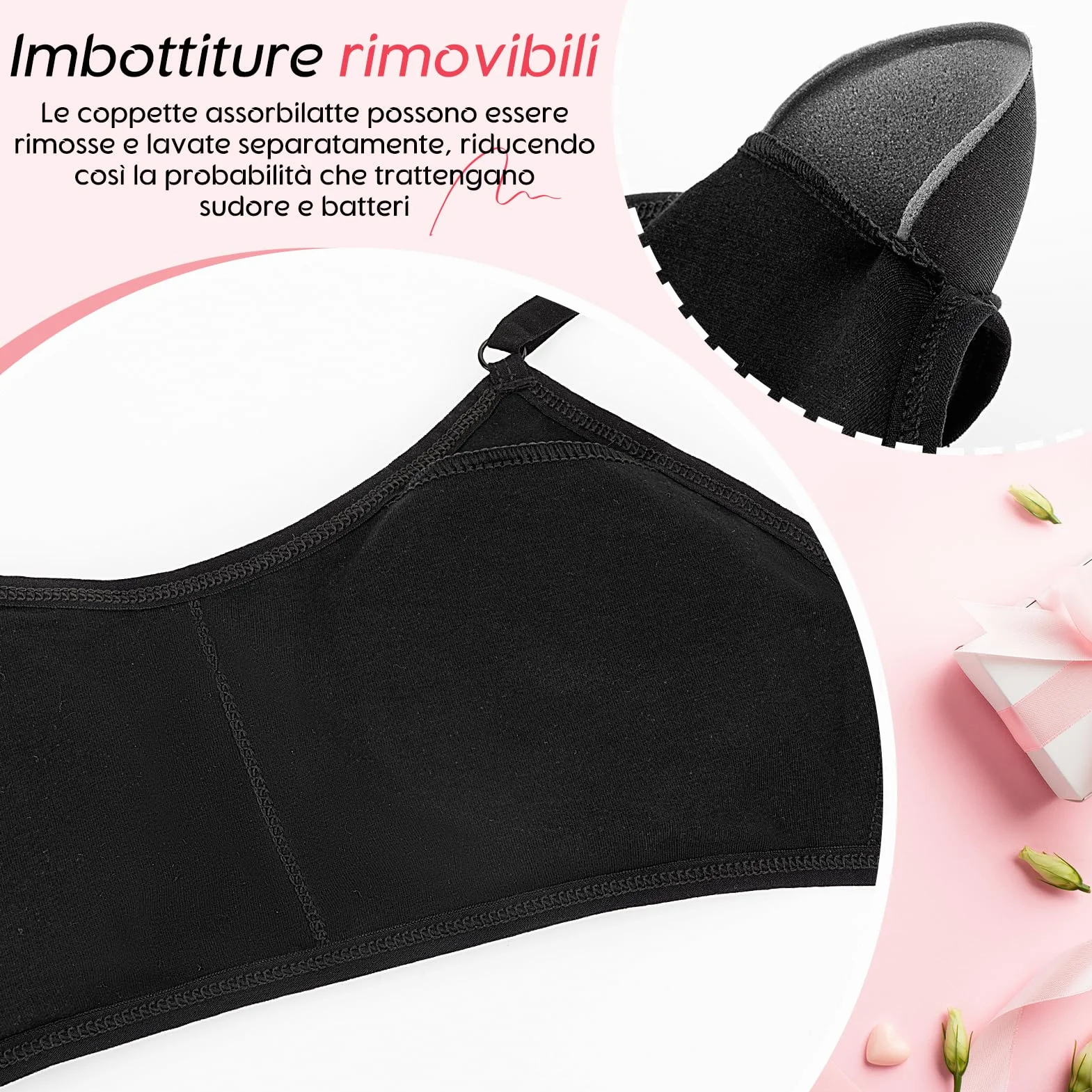 Kiiwah 2 Pezzi Reggiseno Ragazza, Sportivo con Imbottiture Rimovibili e Spalline Regolabili per 10-16 Anni