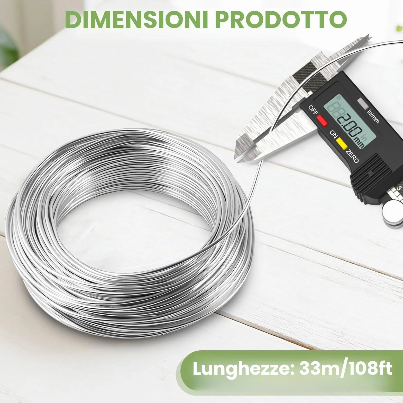 Filo di Alluminio 2mm 33M Argento Pieghevole Flessibile per Bricolage DIY Gioielleria