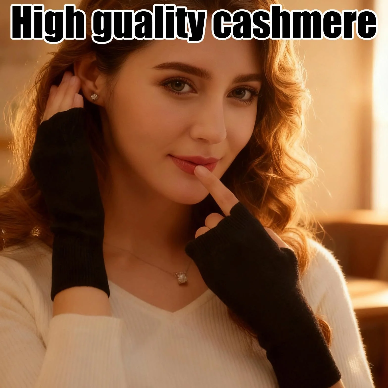 Guanti Senza Dita in Cashmere Termici Invernali per Donne