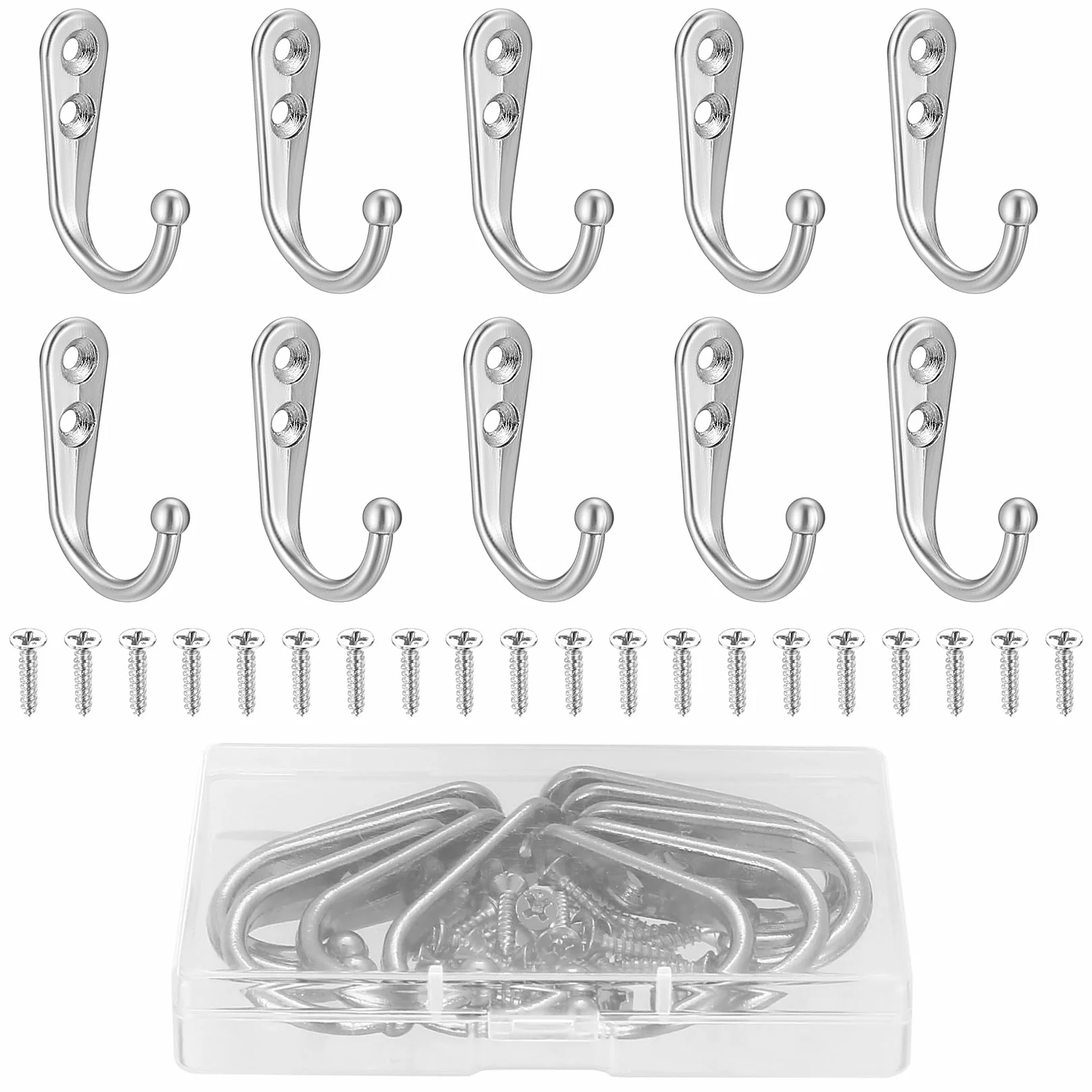 Ganci Appendiabiti da Parete Vintage in Metallo, 10 Pezzi con Viti per Cucina Bagno