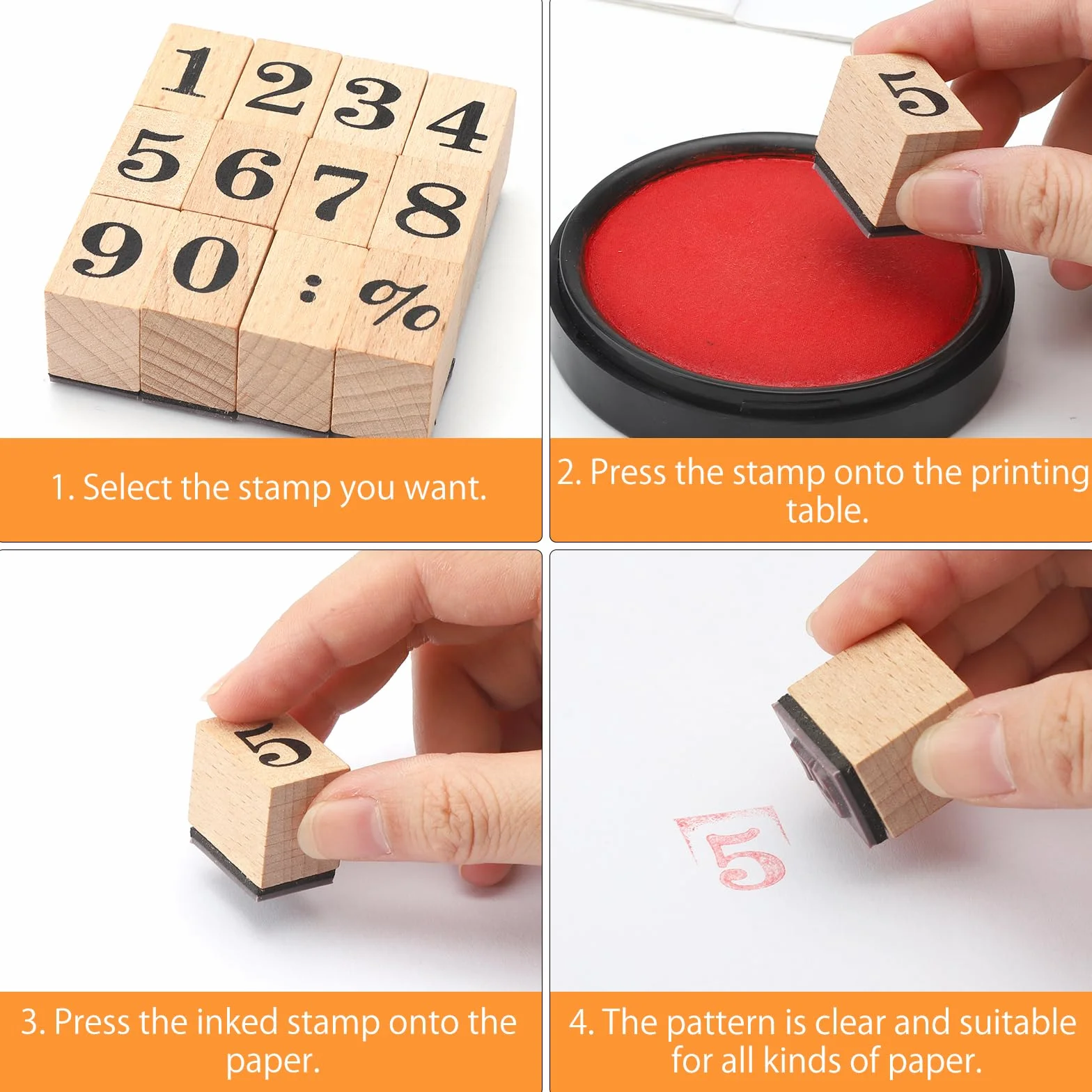 12 pezzi timbri timbro timbri numeri in legno per scrapbooking, design di carte, planner (2,4cm×1,6cmx2,3cm)