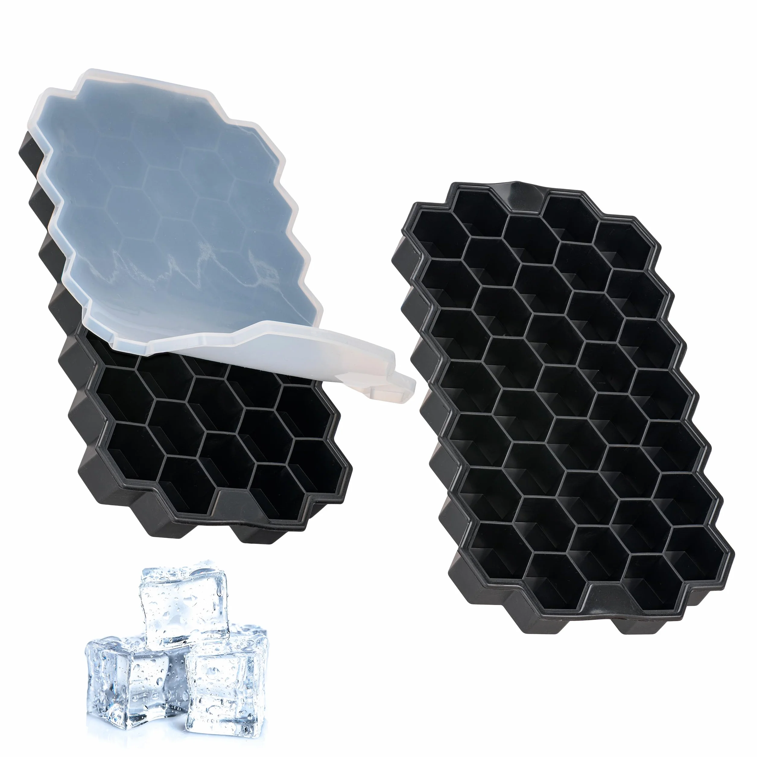 Set da 2 Stampo Ghiaccio in Silicone con Coperchio 74 Cubetti, Senza BPA