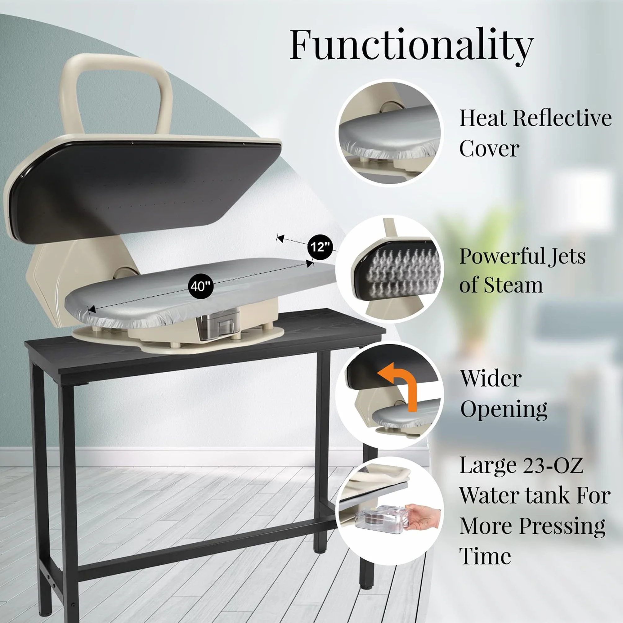 Speedypress Pressa da Stiro a Vapore Professionale 101HD con Supporto, 101cm