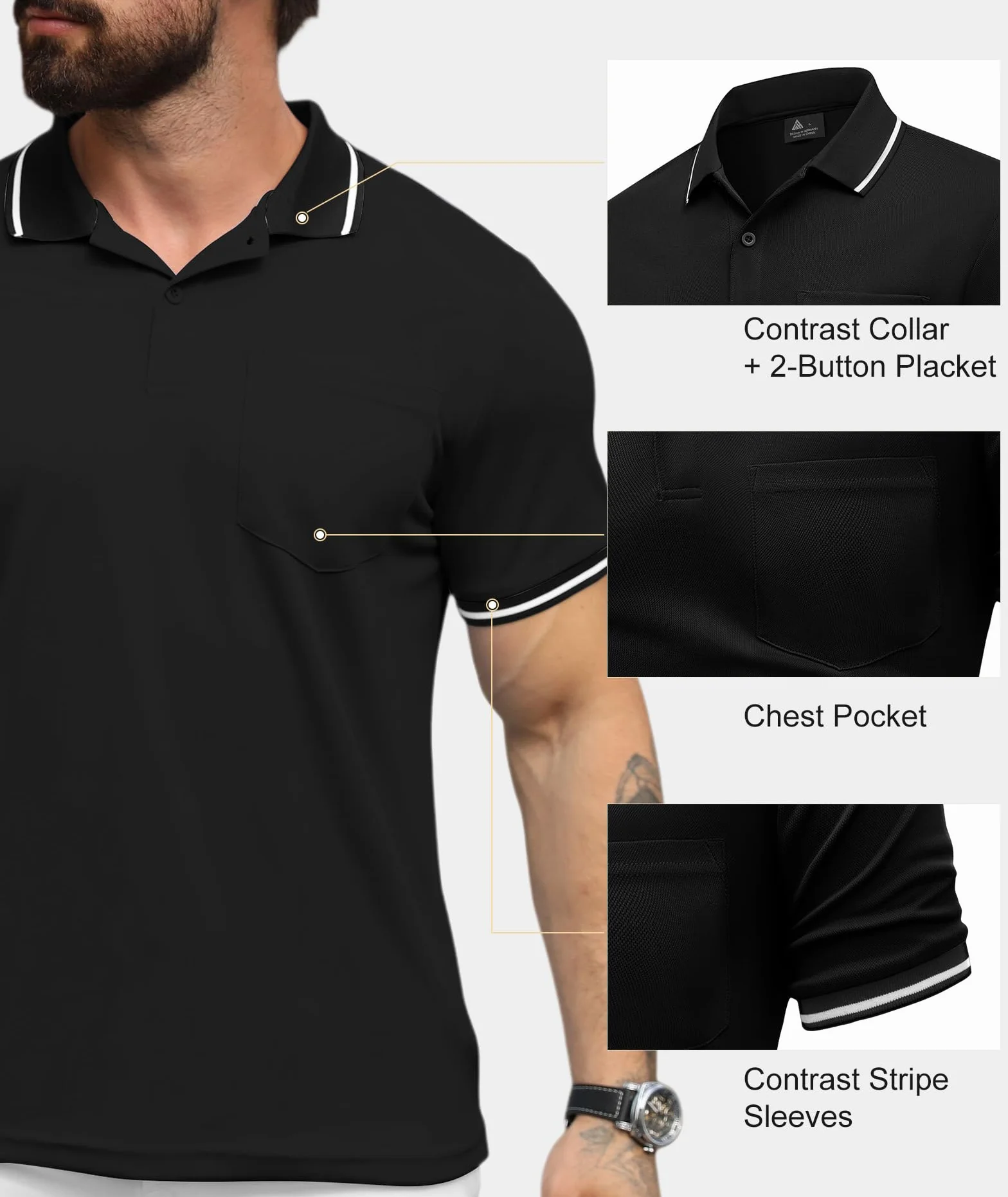 ZITY Polo Uomo Manica Corta Golf Maglietta Traspirante T Shirt Estiva Casual Sportiva
