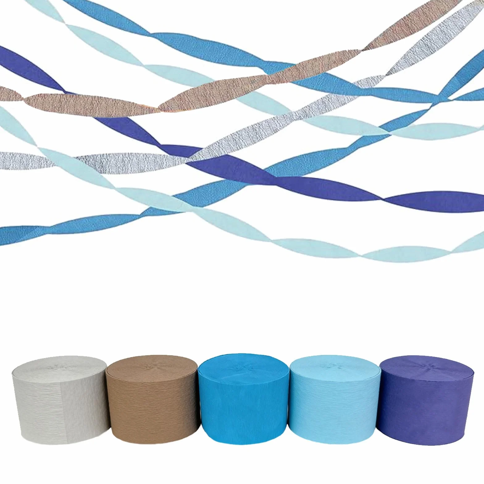 Rotoli Carta Crescentina Blu Polveroso Grigio Argento per Decorazioni Matrimonio Festoni Party Nuziale