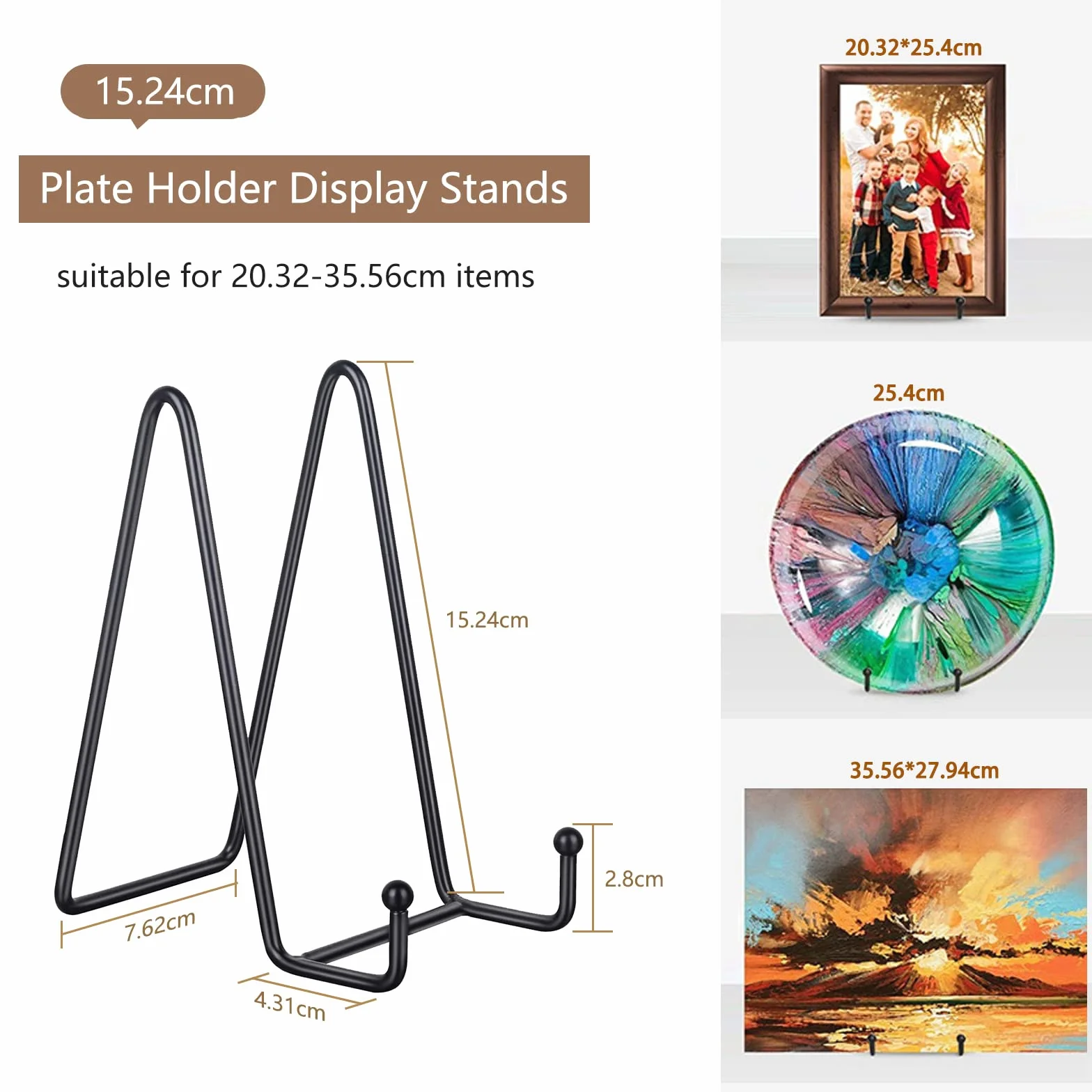 5 Pezzi Supporto Cavalletto Espositore Porta Piatti in Ferro per Decorazioni - Ideale per Libri, Foto, CD e Oggetti da Collezione (6 Pollici)