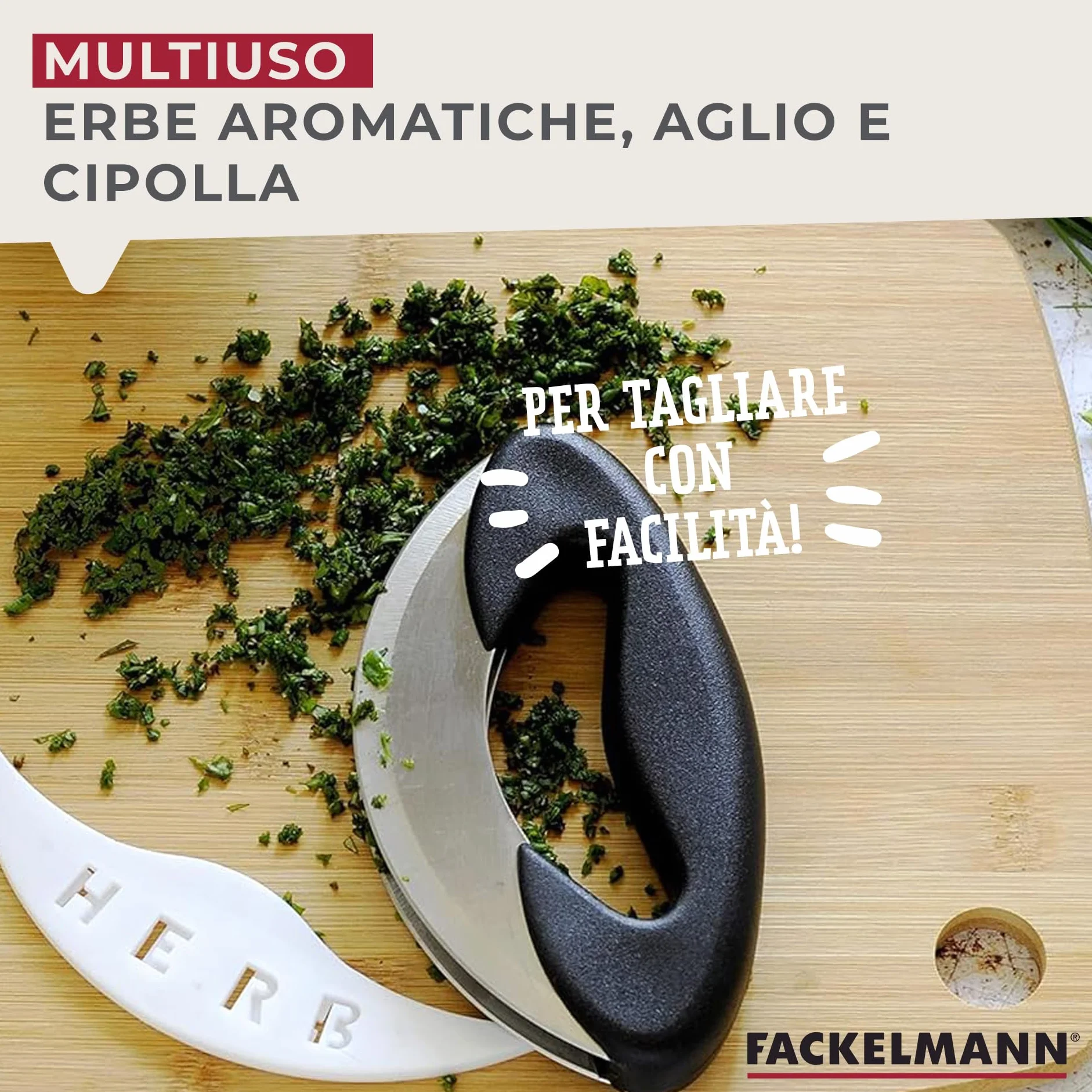 Fackelmann Mezzaluna a Doppia Lama, Acciaio