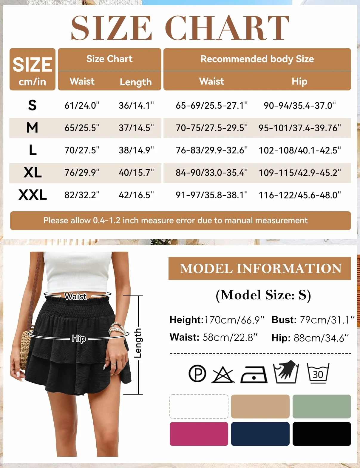 Pantaloncini Donna Estivi Elastica a Vita Alta Eleganti Casual Lavoro Pantaloni Corti con A-Line Volant Gonna Skater Spiaggia