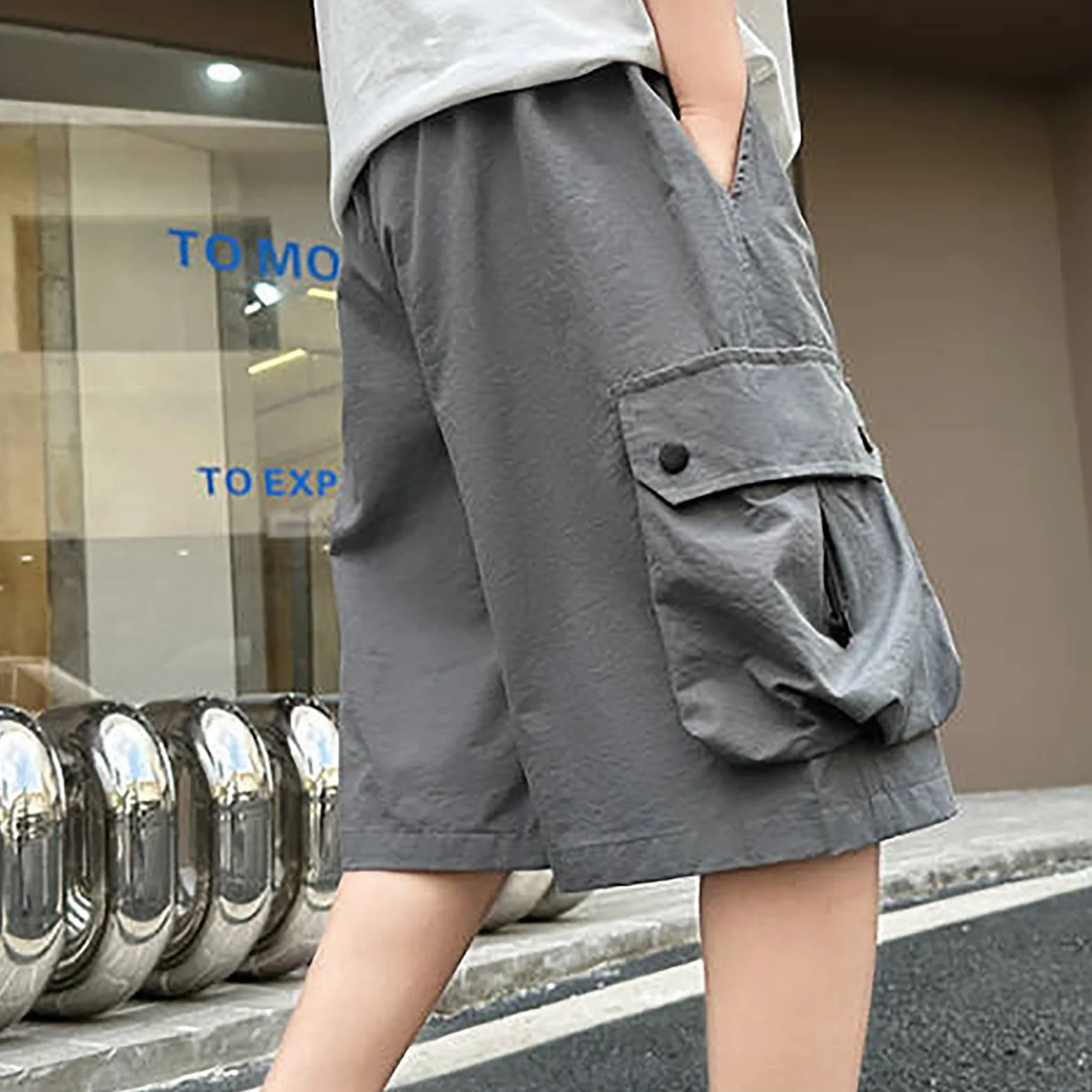 Pantaloncini cargo jogging estivi con vita elasticizzata e coulisse per bambini