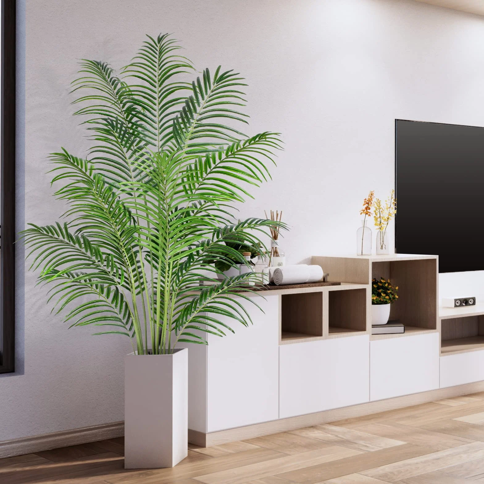 Palma Artificiale 180cm Pianta Finta da Interno Esterno Alta Decorazione