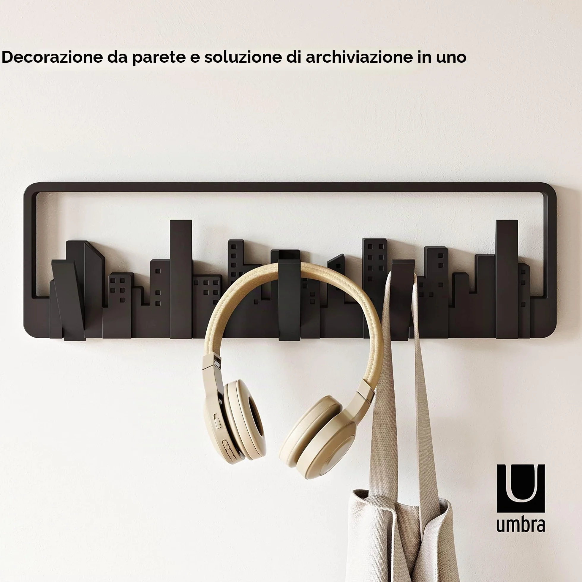 Umbra Skyline appendiabiti da parete 5 ganci retrattili nero