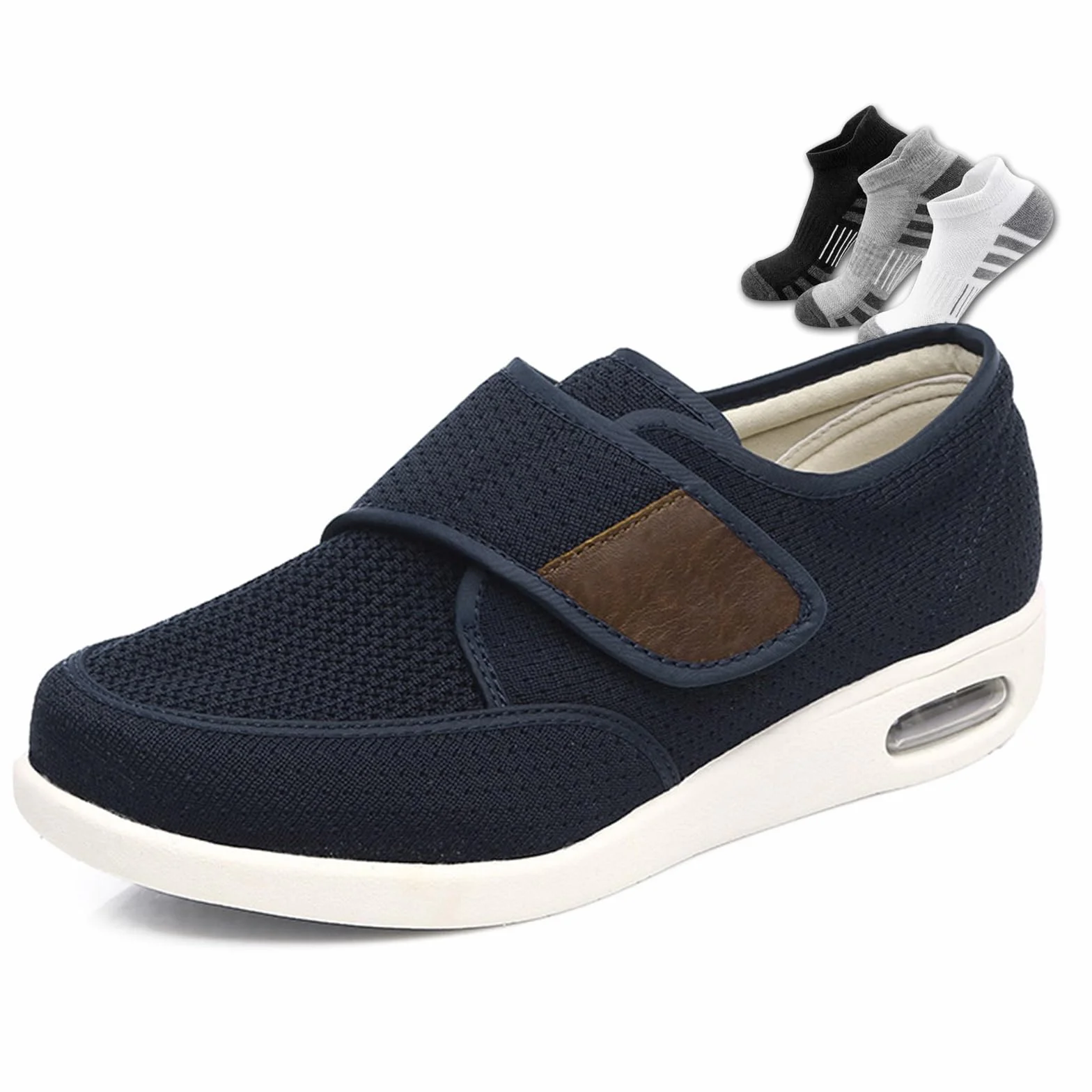 Scarpe Diabetiche da Uomo,Extra Large Hook&Loop Scarpe Salutari Antiscivolo Ortopediche Adatte A Persone Anziane con Dolore Ai Nervi dei Piedi