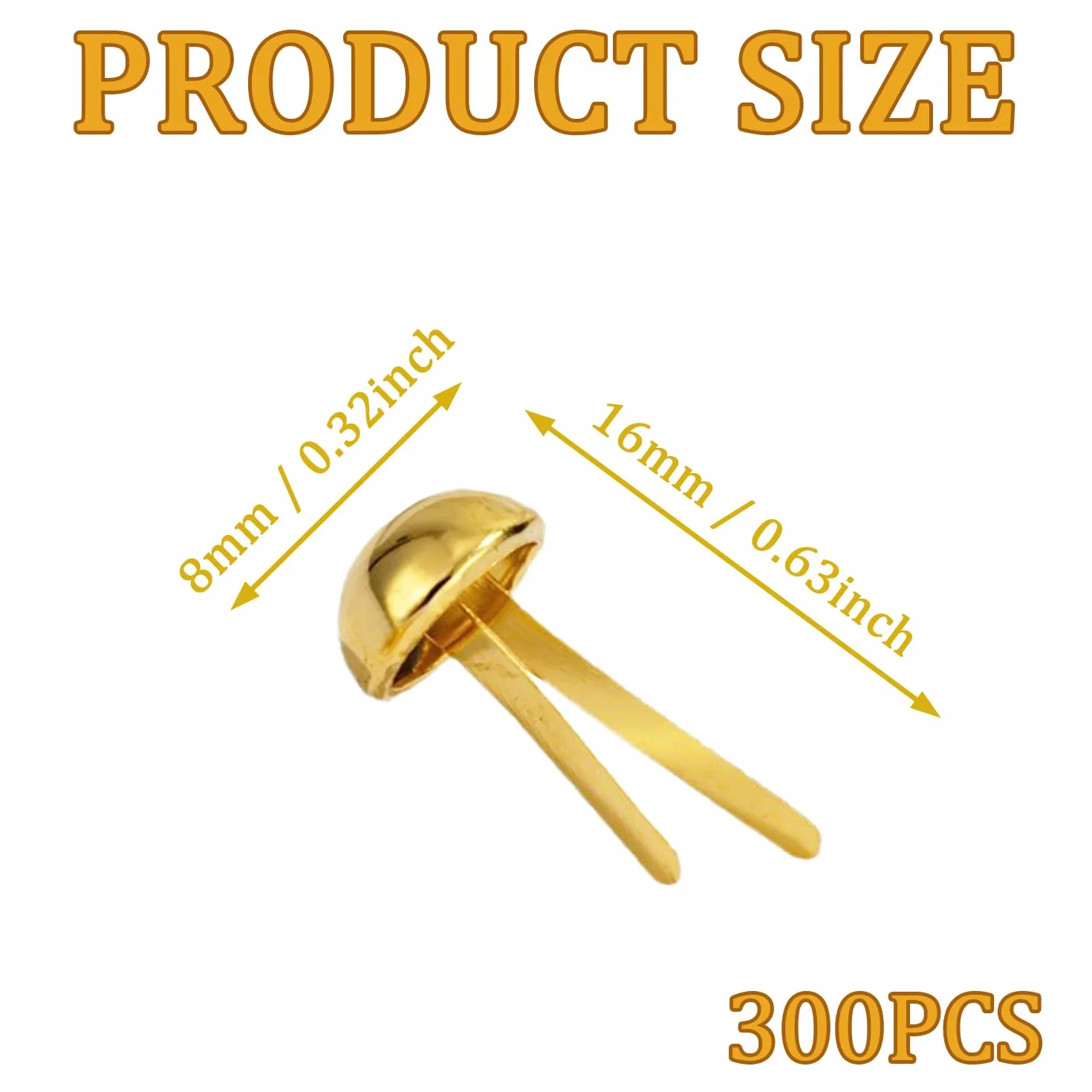300 Pezzi Metallo Fermacampioni Piccoli, 8 x 16mm Fermacampioni Piccoli, Mini Scrapbooking Brads, Chiodi ad Angolo a Due Gambe, Oro Ferma Fogli Rotondi di Carta, per Scrapbooking DIY