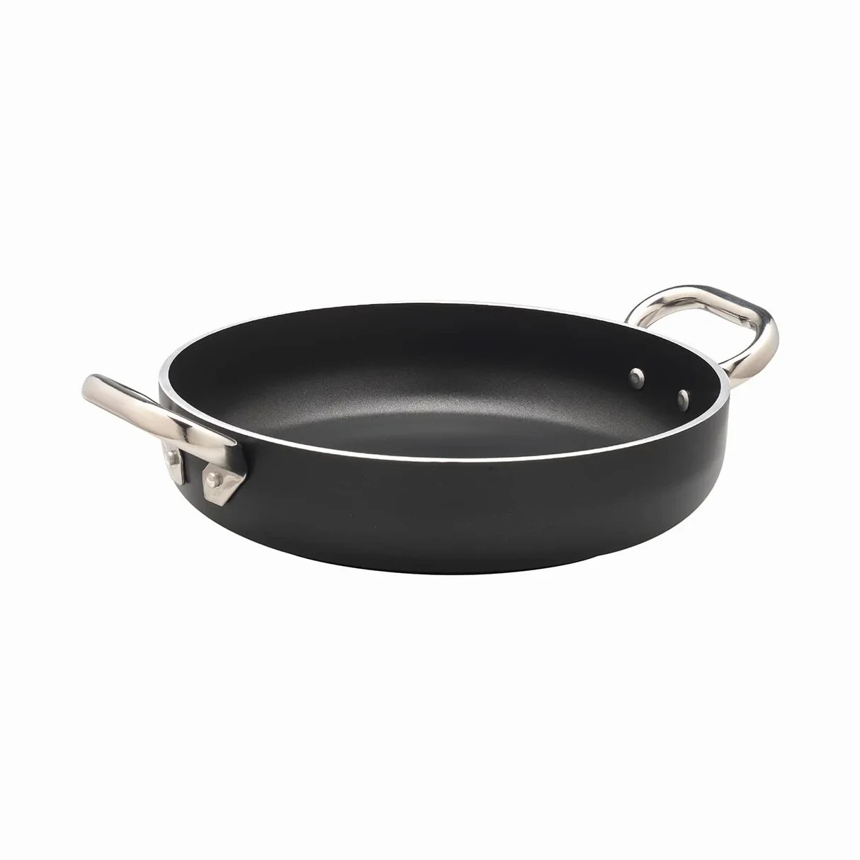 Pentole Agnelli ALSA2110SSPI28 Alblack Tegame con Maniglie, Alluminio, Nero, 28 cm