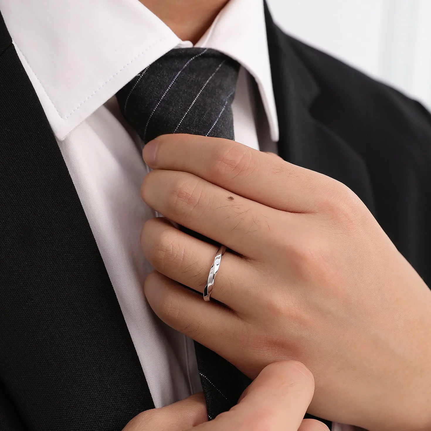 Meissa Anelli Donna Uomo Argento 925 Anelli Coppia Fidanzati Regolabili Fidanzamento Zircone cubico Fedi Nuziali Gioielli Matrimonio Set di due anelli