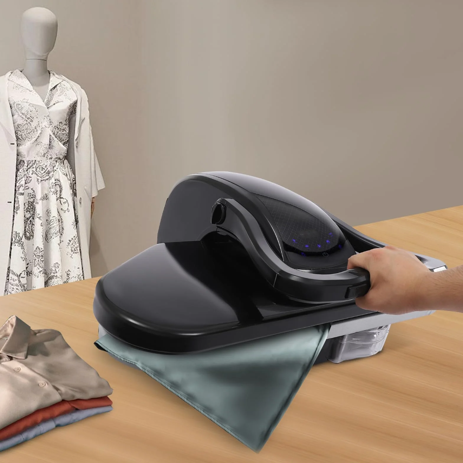 Pressa a vapore digitale con touch screen, 2200 W, per cotone, lana, seta, nylon e lino, serbatoio dell'acqua da 1 l, riscaldamento rapido, 5 modalità, per uso domestico e aziendale