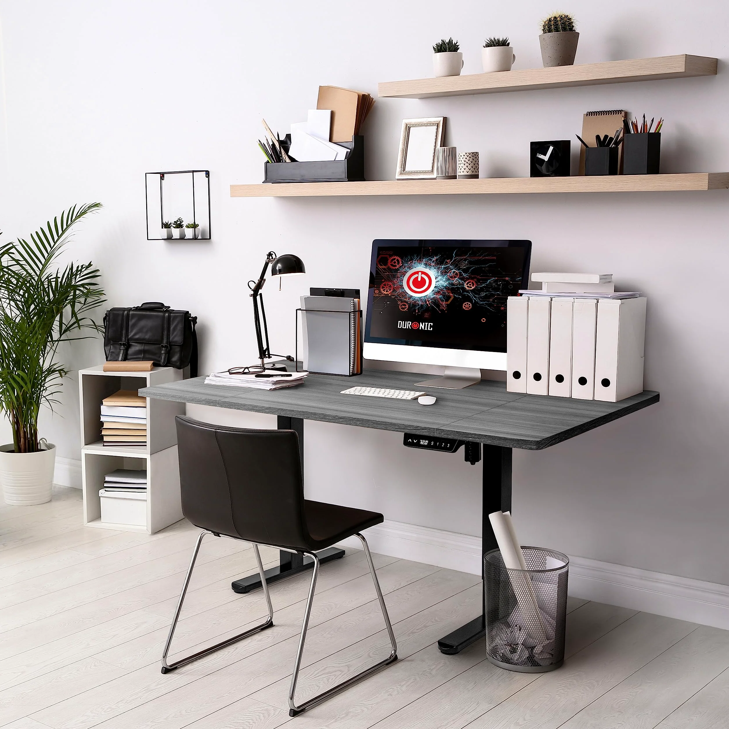 Duronic TT160 GY Superficie per scrivania Sit-Stand 160 x 60 x 2 cm | Compatibile con la maggior parte delle strutture sit-stand | Ideale per la postazione di lavoro domestica o in ufficio | Look industriale, facile manutenzione, MDF robusto, area multita