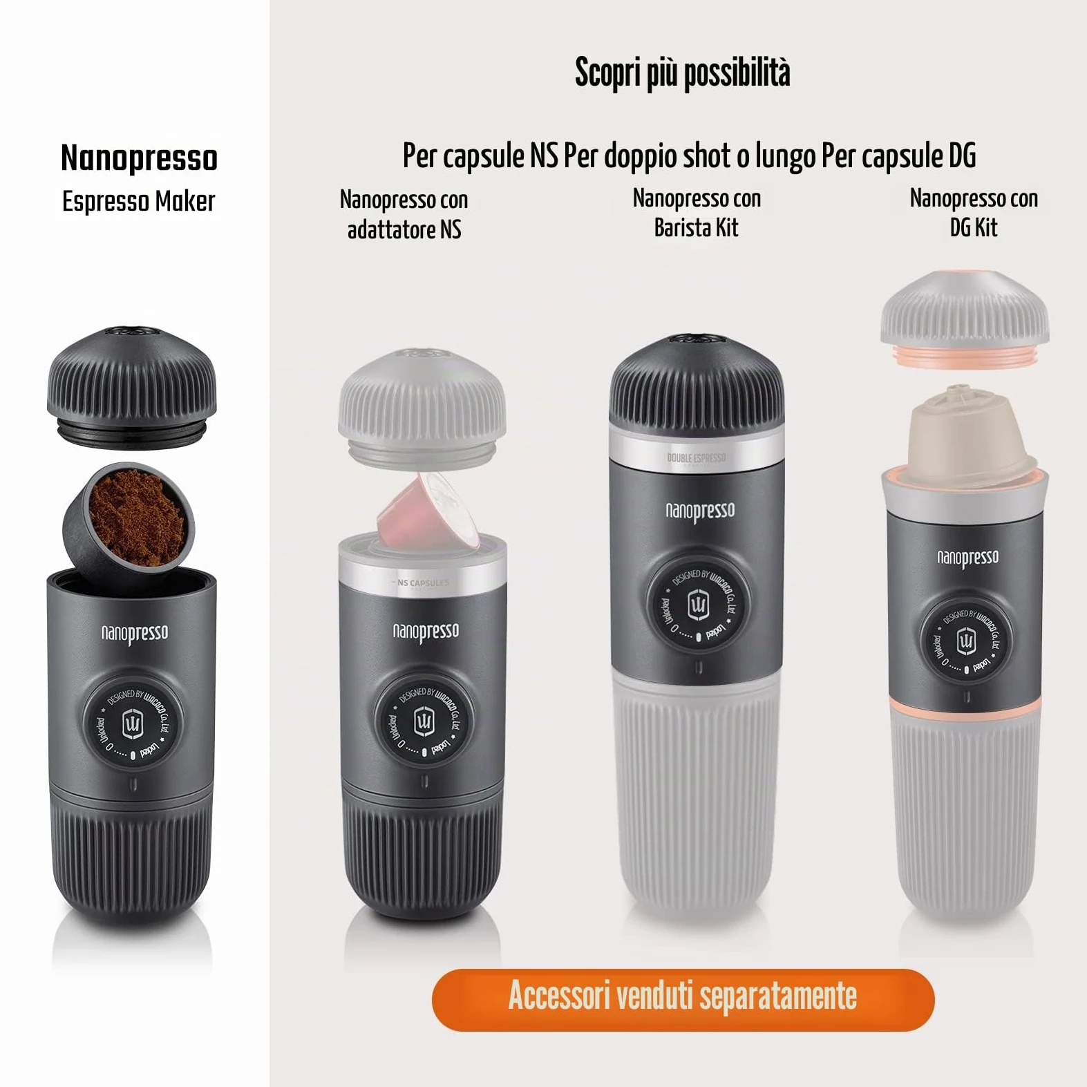WACACO Nanopresso con S-custodia di Nanopresso, Macchina Caffè Portatile, Versione di Aggiornamento di Minipresso, Espresso Portatile, Caffe Viaggio, Operazione Manuale (Nuovi Elementi Verde Muschio)