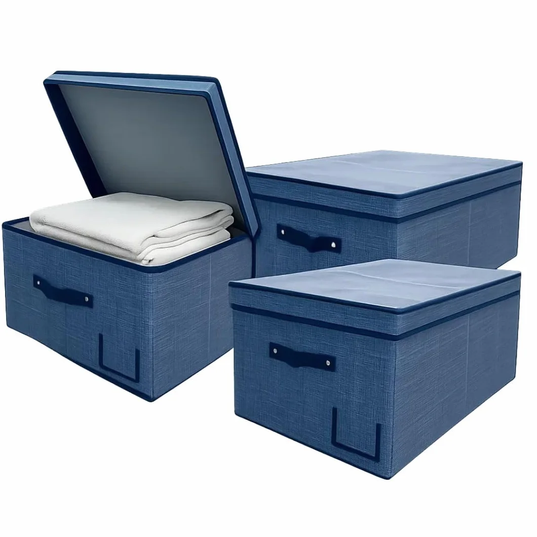 Scatole per armadio con Coperchio Set 3 - Contenitore Medi 50x40x25 cm Robusti