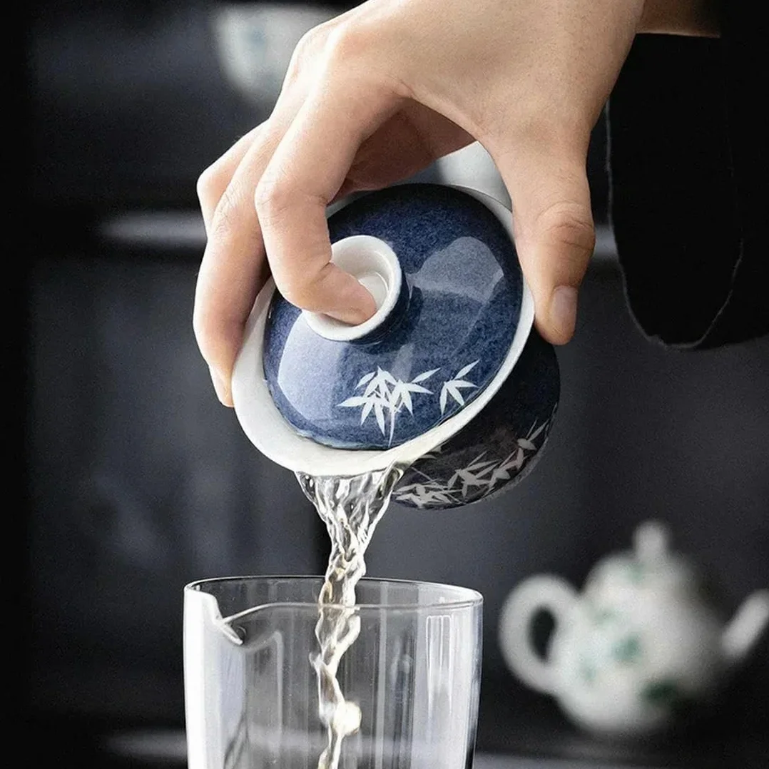 QQLADY Gaiwan Porcellana Cinese Set da tè 100 ml Kung Fu Chawan Tazza