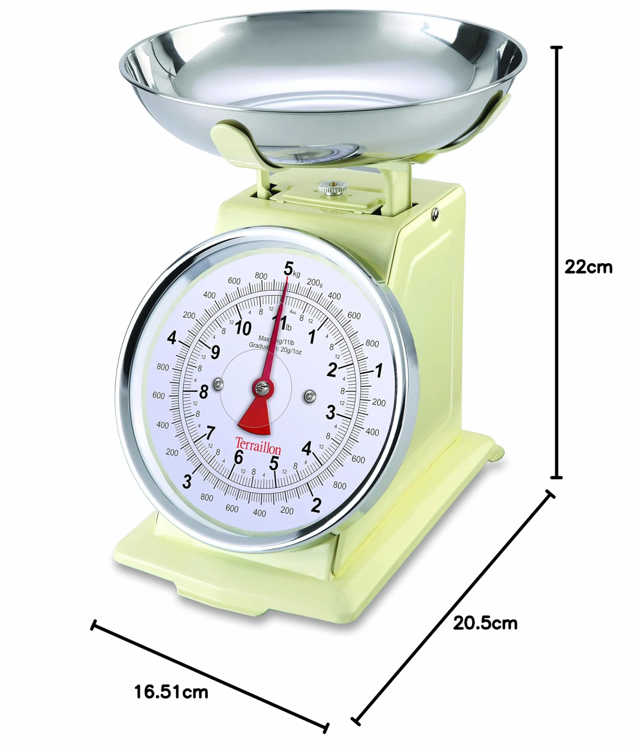 Bilancia da cucina vintage Tradition 500 Crema 5 kg Tara manuale Terraillon