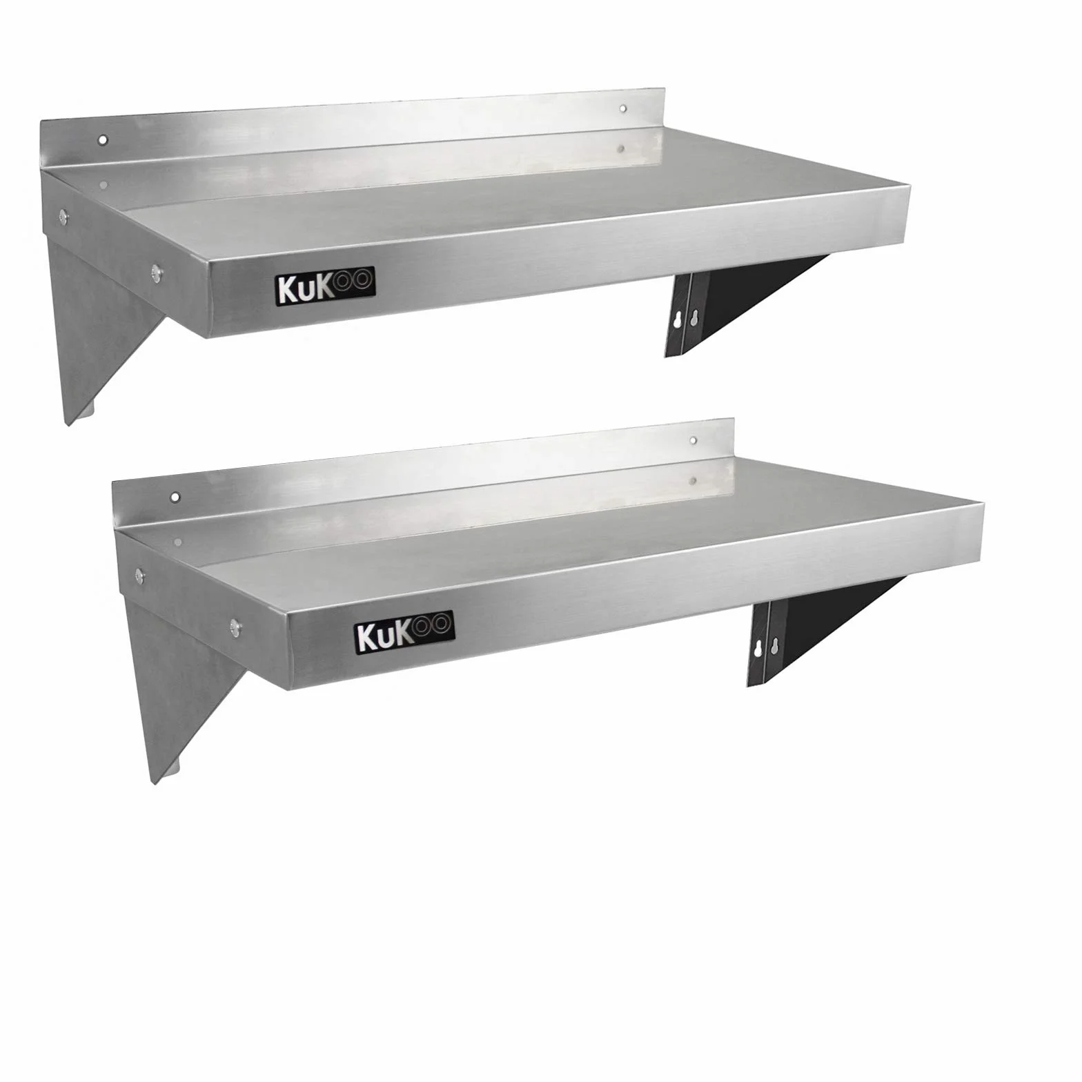 KuKoo - 2 Mensole a Muro in Acciaio Inossidabile Inox per Cucina Commerciale Mensole a Parete per Ristoranti Catering Resistente alla Corrosione 90cm x 30cm