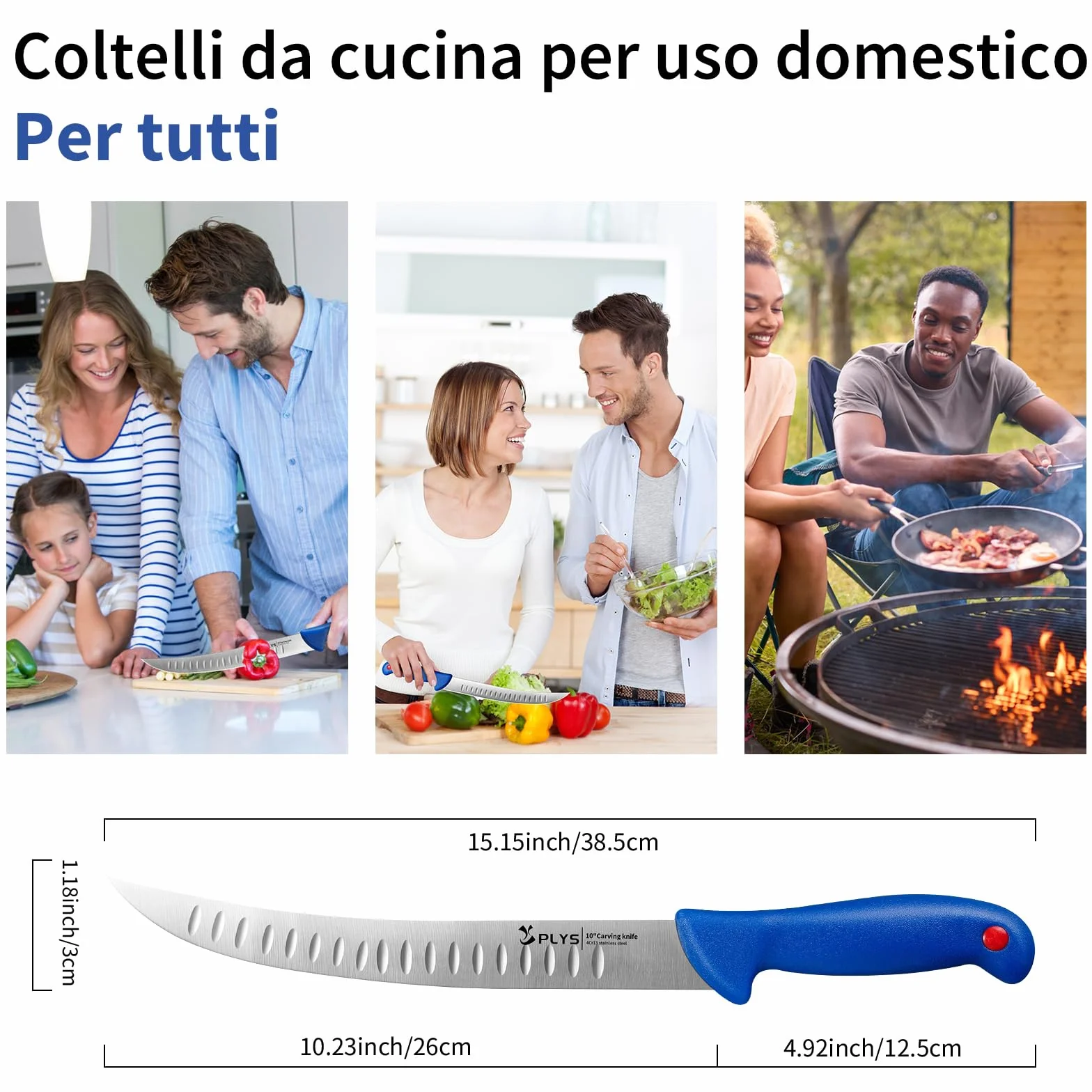 Plys Coltelli Macellaio Professionali per Sfilettare Pesce: 26cm Coltelli Carne Prosciutto Crudo Coltelli Cucina