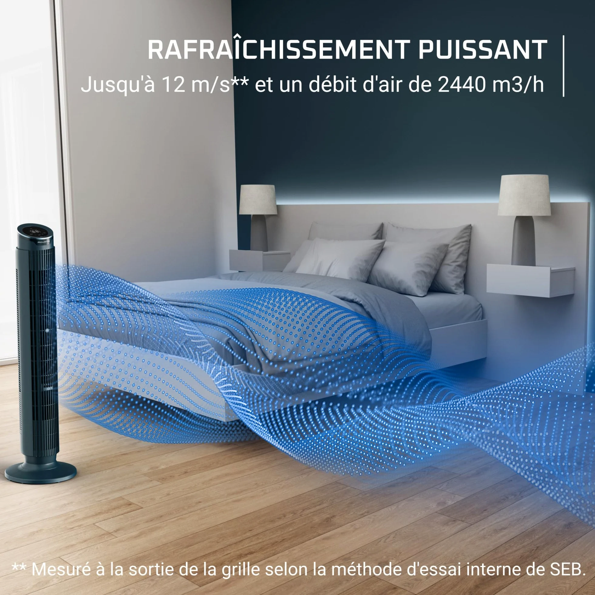 Rowenta Eole Silence Force, Ventilatore Torre, Rinfresco Potente, Estremamente Silenzioso, Risparmio Energetico, VU7050F0