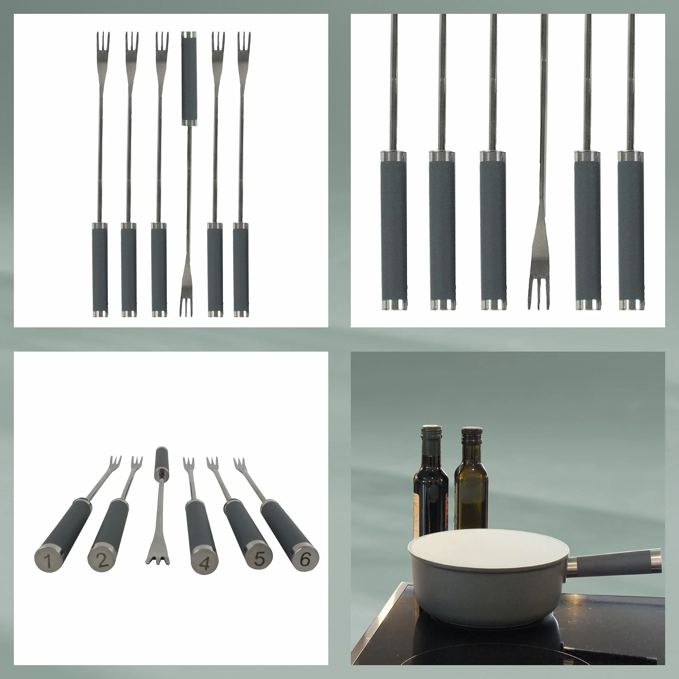 kela Set per fonduta di Formaggio 10 Pezzi, fonduta in Alluminio pressofuso per 6 Persone LANCY, Rivestimento in Ceramica, con Supporto per bruciatore, forchette per fonduta, portaforchette