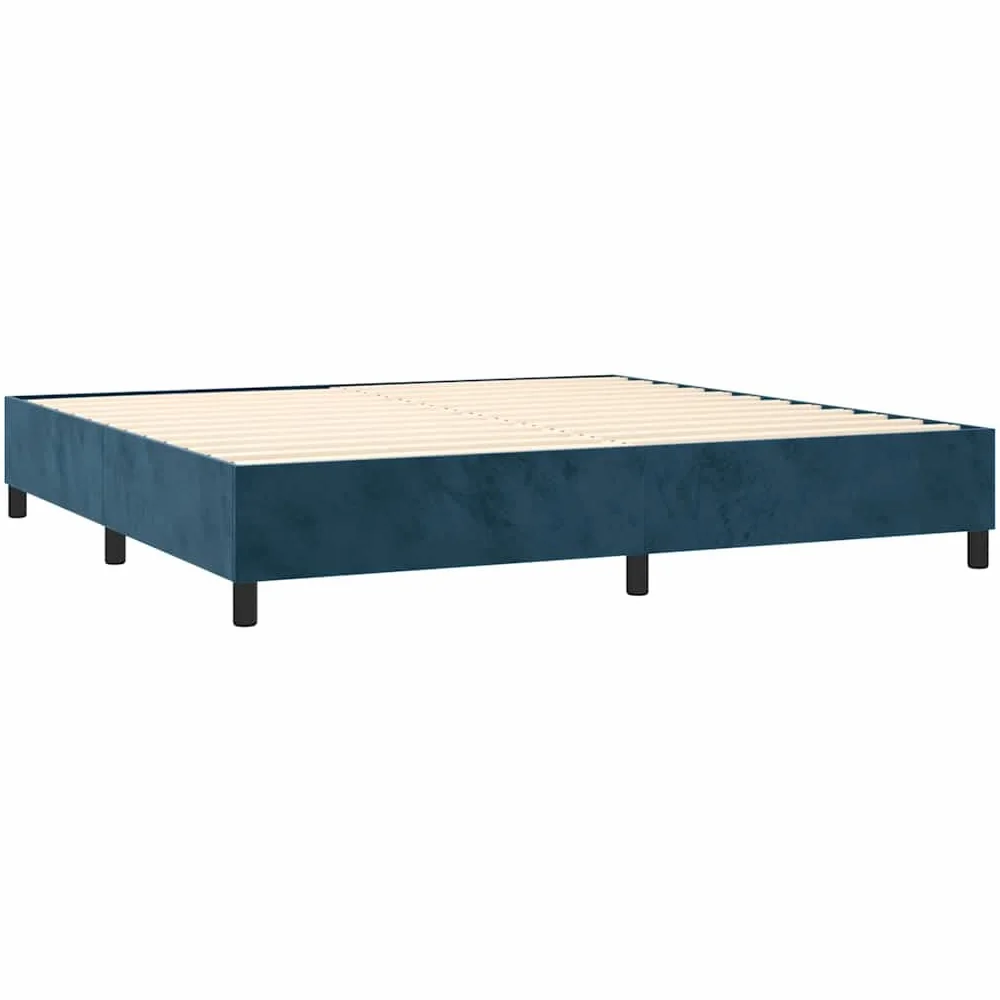 vidaXL Letto a Molle con Materasso e LED Blu Scuro 200x200 cm, letto, rete letto, letto matrimoniale, giroletto, base letto, letto in velluto
