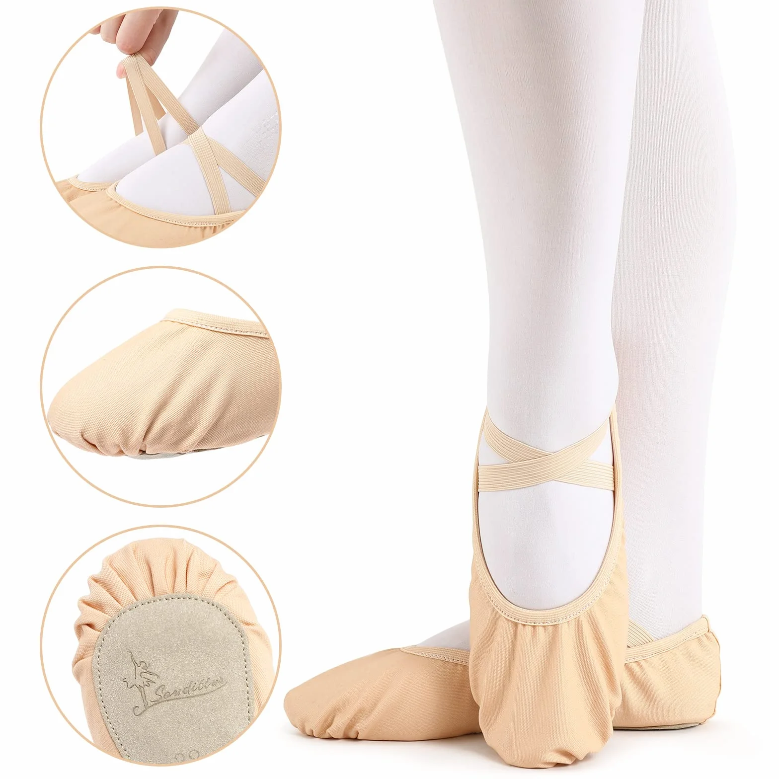 Soudittur Scarpe da Danza Classica e Moderna Antiscivolo Tela Ballerina Ginnastica Ballo per Bambina Ragazze Donna