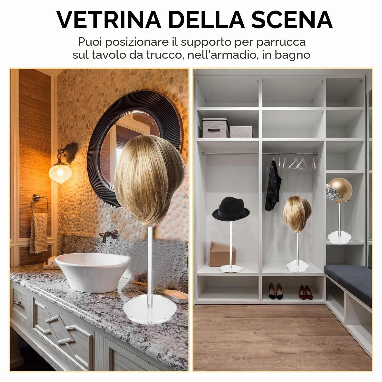 Espositore per cappelli in acrilico trasparente da 12 pollici per esposizione, espositore per cappelli con base rotonda