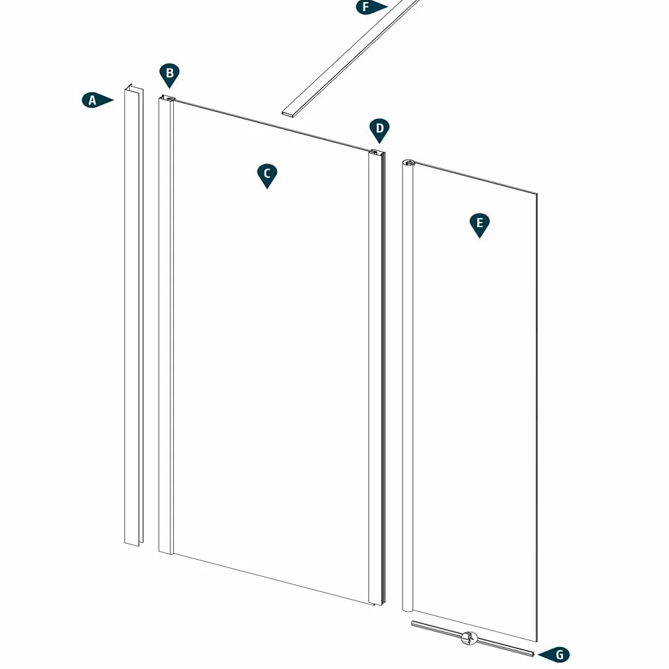 Ogomondo Walk-in Doccia con Anta basculante e Staffa Cristallo 8 Mm