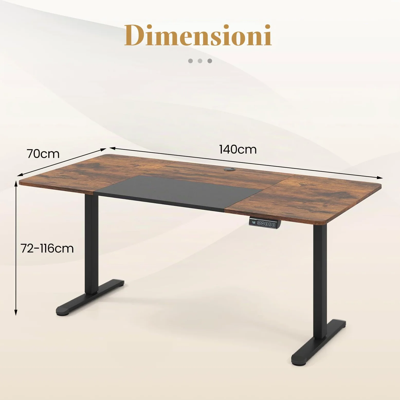 GIANTEX Scrivania Regolabile in Altezza 140 x 70 cm, Scrivania da Ufficio con Fuzione di Memoria, Design Anticollisione e Funzione di Blocco Bambini, Tavolo Elettrico per Ufficio, Casa