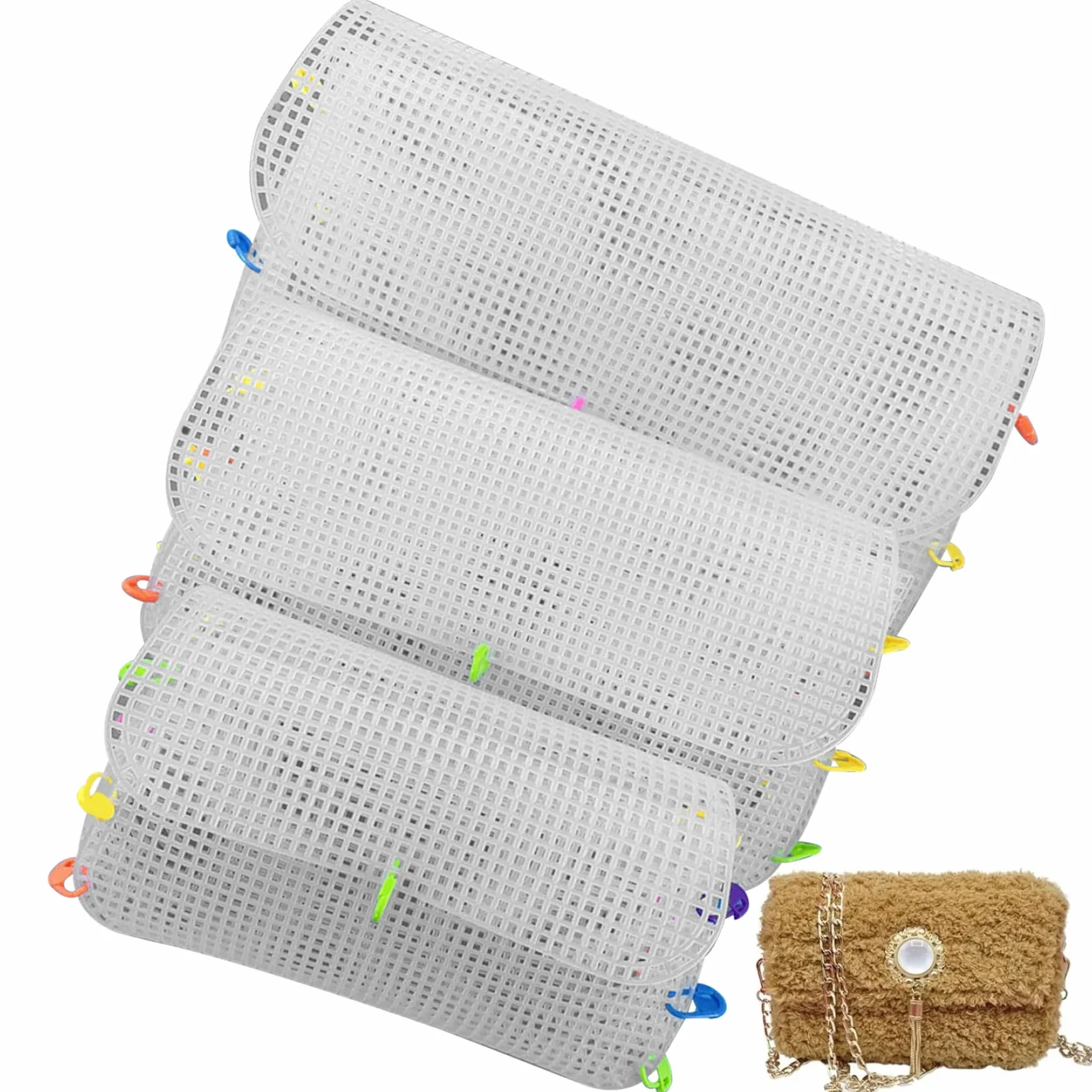 Fogli di Tela di plastica, 3pcs 3 Dimensioni di Mesh di plastica, Motivi in ​​Tela di plastica Fai -da -Te per la Produzione di Uncinetto in Maglia da Gallina da Ricamo, Tela di plastica