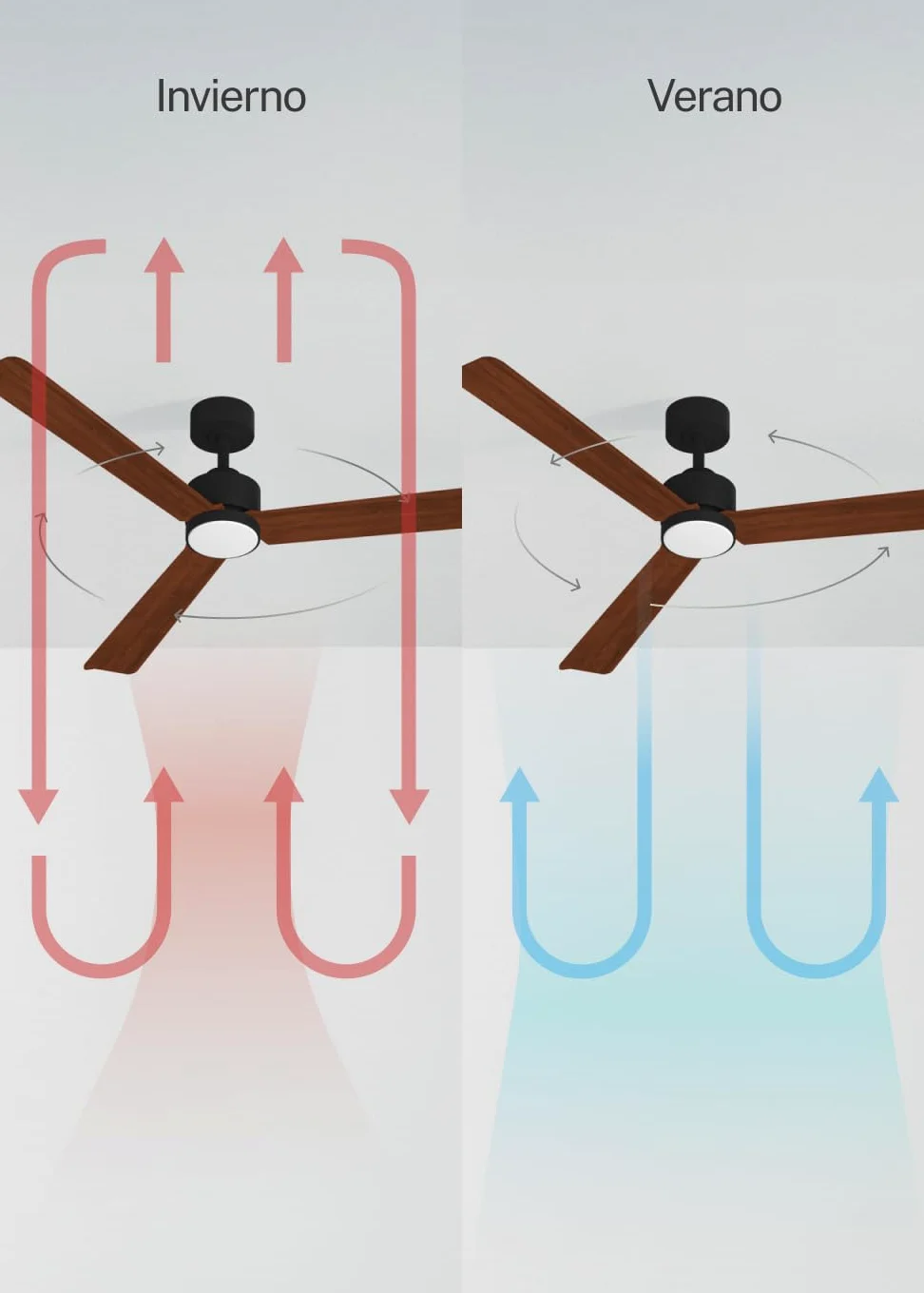 CREATE / WIND MODERN L/Ventilatore da soffitto con luce nero legno scuro con WiFi e telecomando / 40W, Luce LED 3 temperature, Ø152 cm, funzione estate-inverno