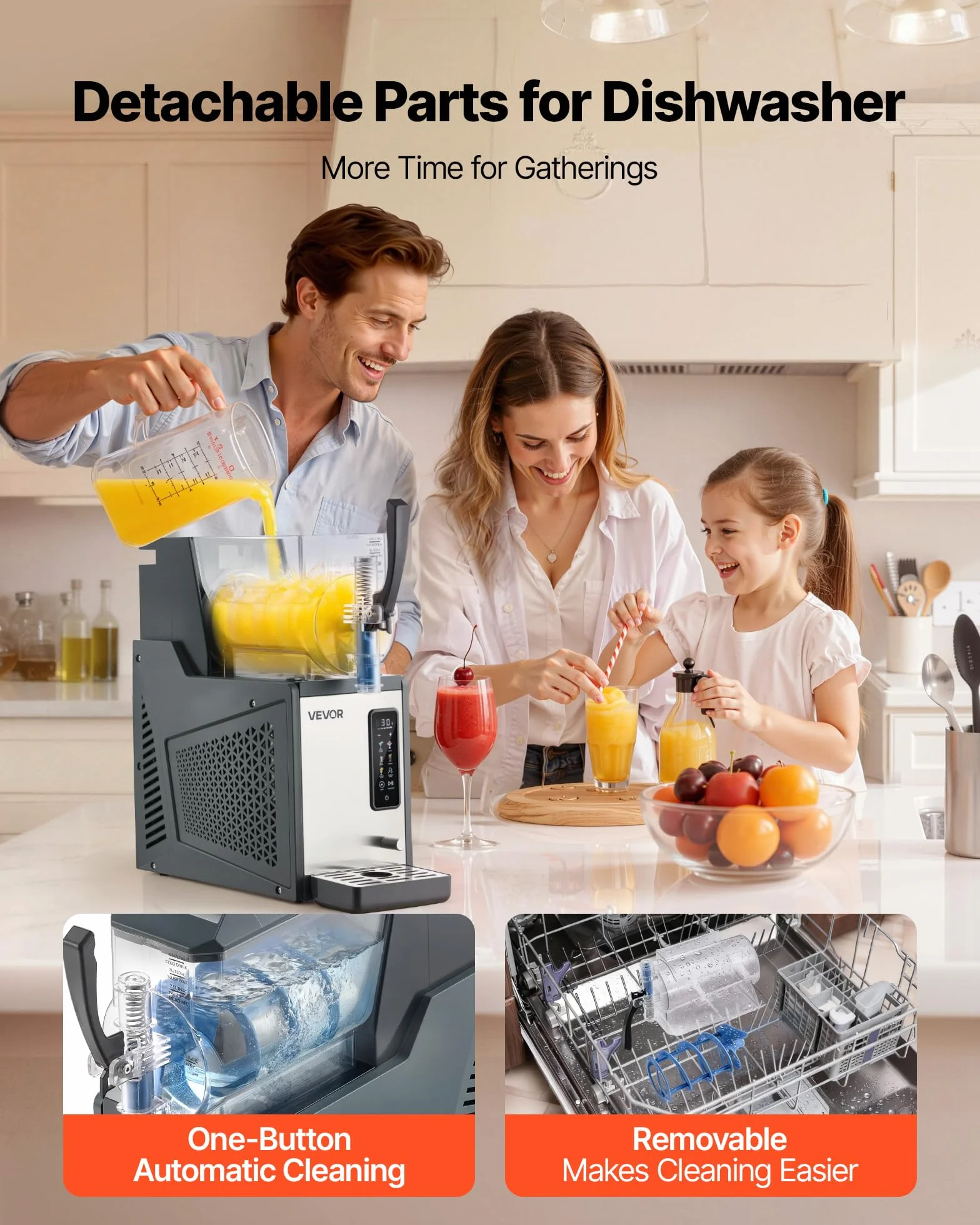 VEVOR Macchina per Granite 4 L 350 W Serbatoio Singolo per Bevande Ghiacciate, Succo Freddo, Cocktail
