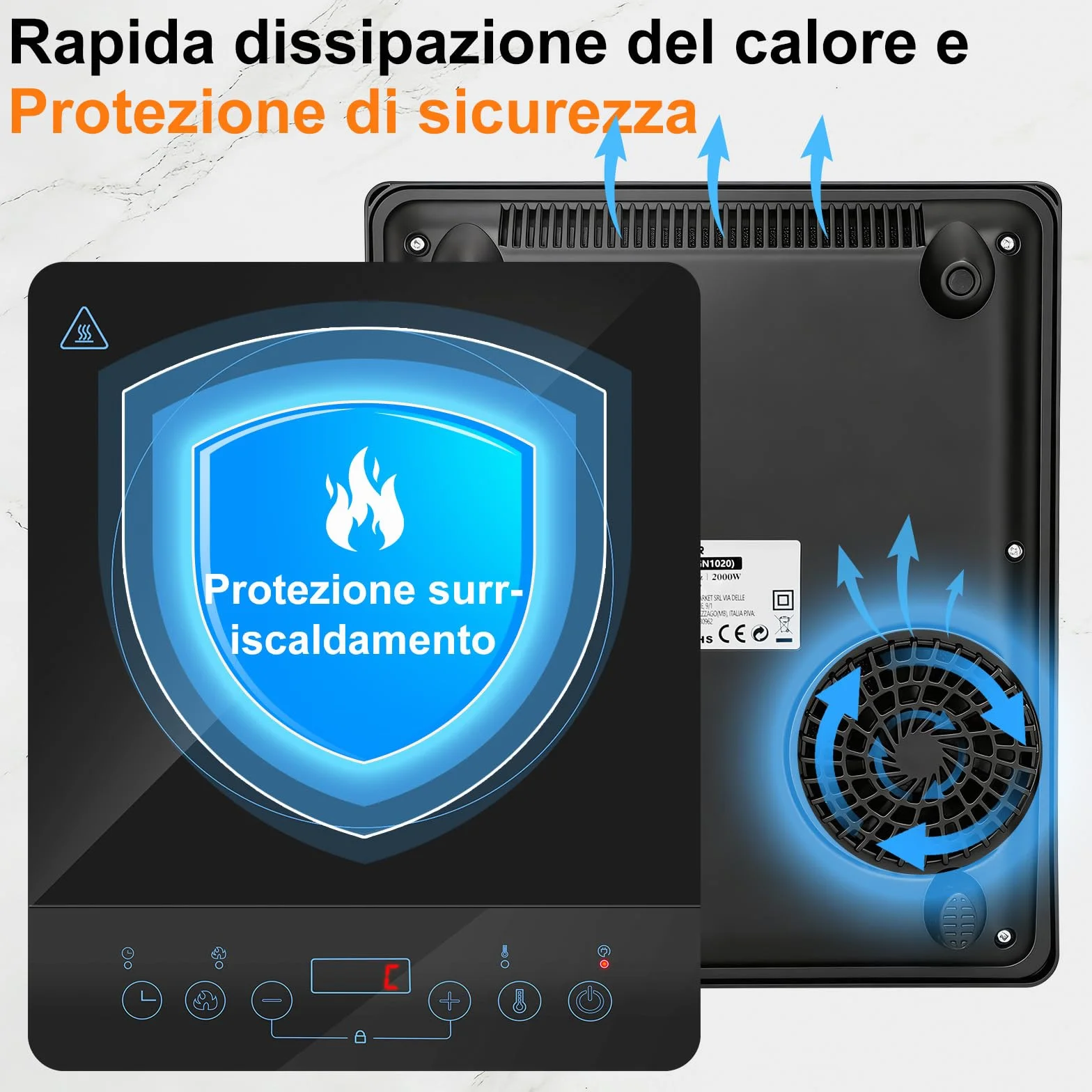 Aigostar Flame Piastra a Induzione Portatile 2000W Ultra Sottile 10 Livelli 60-240°C