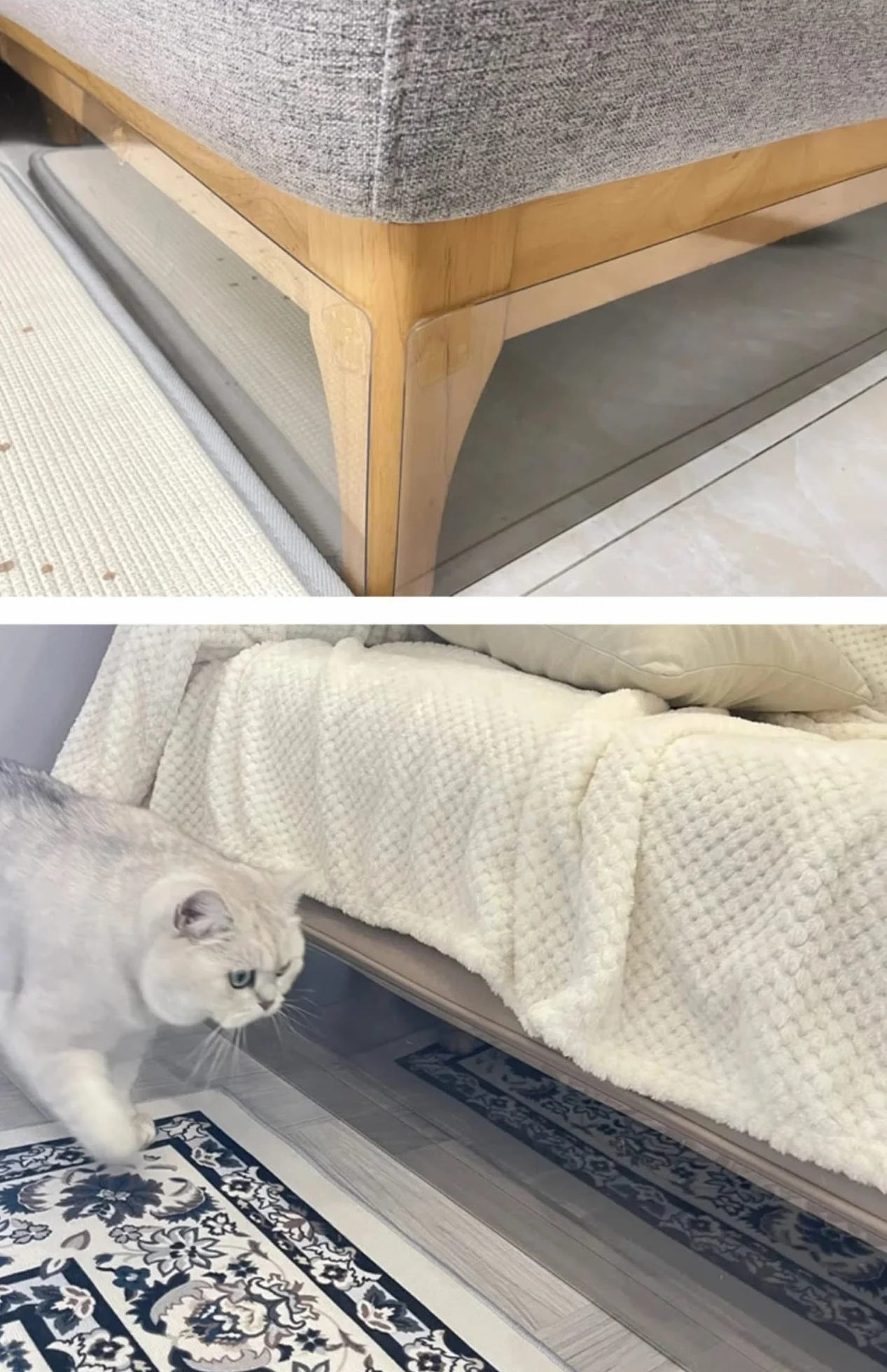 blocco sotto il divano letto, Barriera for fessure sotto il letto e il divano in PVC for animali domestici, lunghezza 80/100/120 cm, altezza 5-30 cm(L 80cm,H 30cm)
