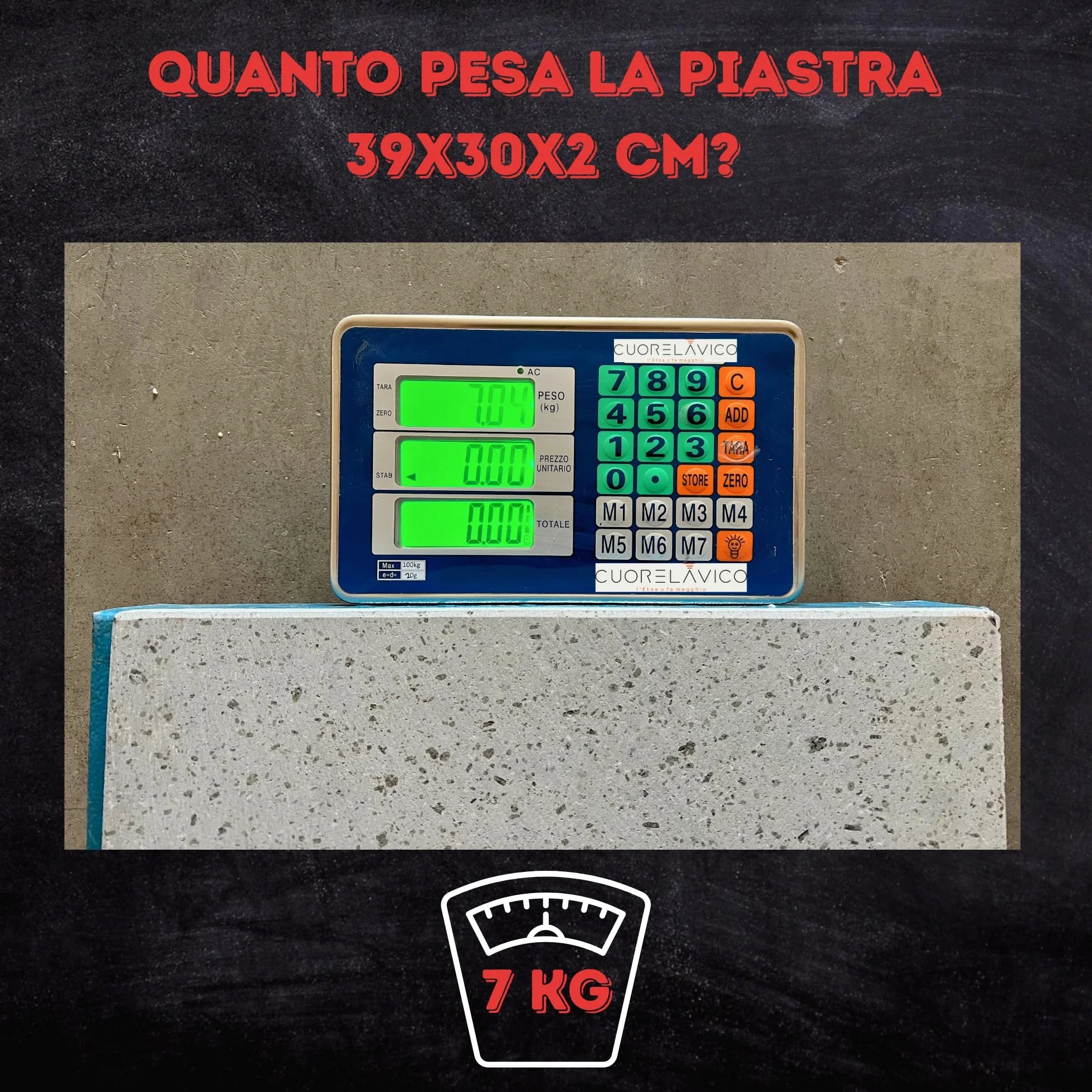 CUORE LAVICO Piastra Refrattaria in Pietra Lavica Etnea per Pizza 39x30x2 cm Forno a Gas Elettrico Barbecue
