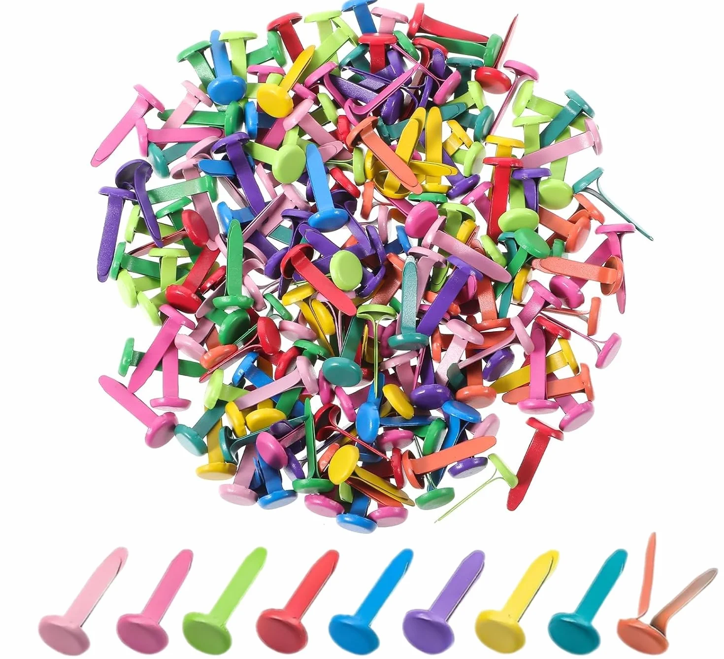 Mini Scrapbooking Brads,100 Perni di Fissaggio Multicolore per Carta,Fermacampioni Rotondi,Perni Divisi in Metallo Adatti per Scrapbooking,Carta da Stampa a Mano