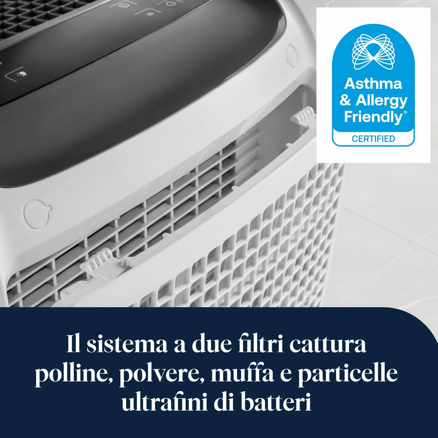De'Longhi Tasciugo AriaDry Multi - Deumidificatore Casa Portatile, Assorbi Umidità 20L/Giorno, Asciugabiancheria, Antimuffa, Bassa Rumorosità, Timer, Bianco (DDSX220)