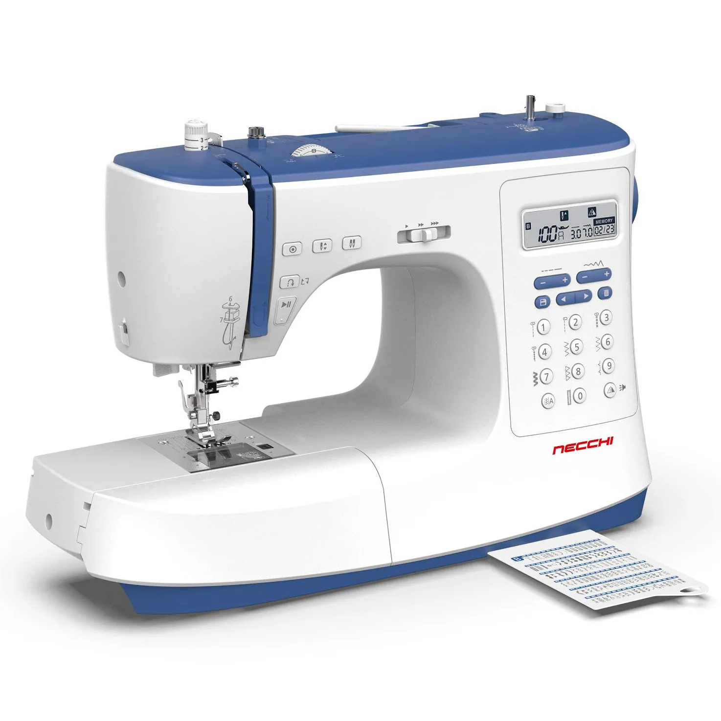 Necchi NC-103D Macchina per Cucire, Interno in pressofusione in Alluminio, scocca in ABS, Blu, Regular