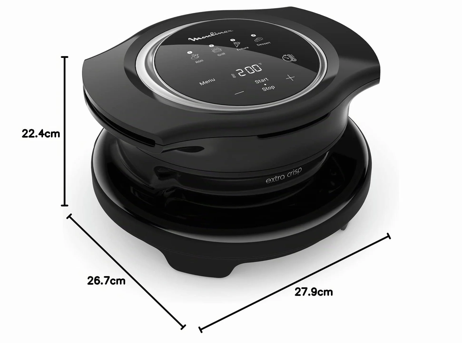 Moulinex EZ1508 Extra Crisp Lid, Airfryer Technology, 70-200°C, Black Plastic